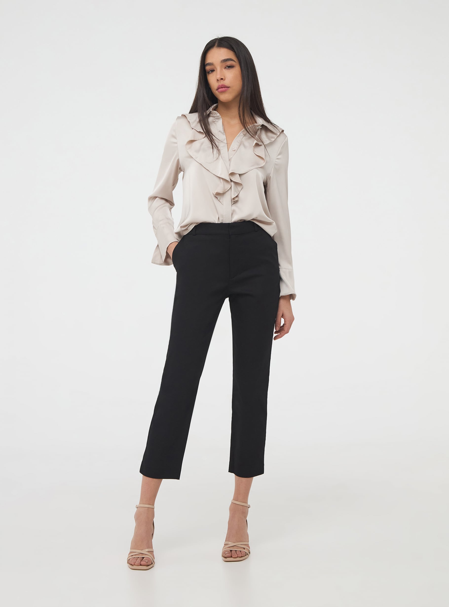 Beige Satin blouse with ruffles - Buy Online | Terranova