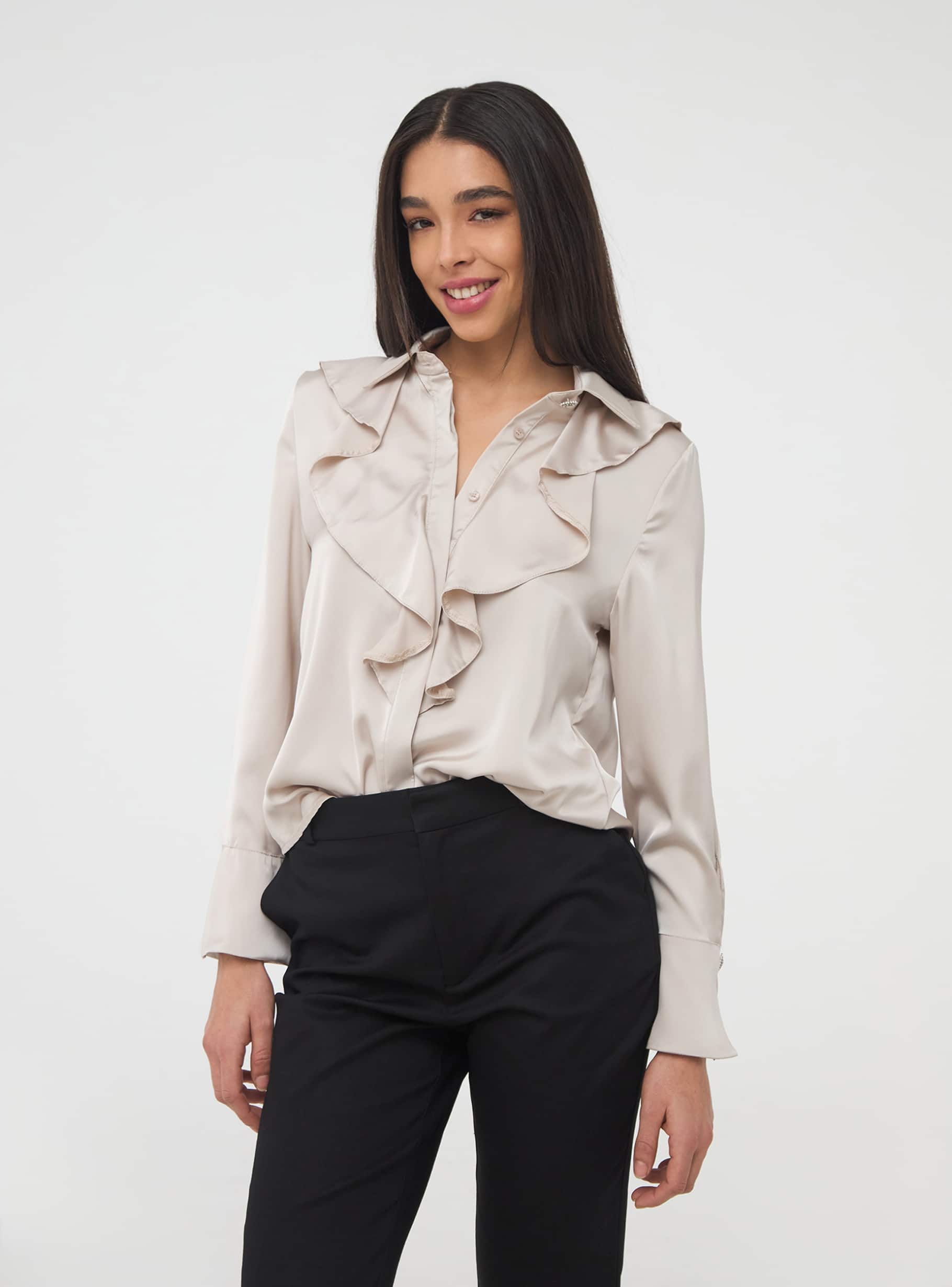 Satin beige blouse discount