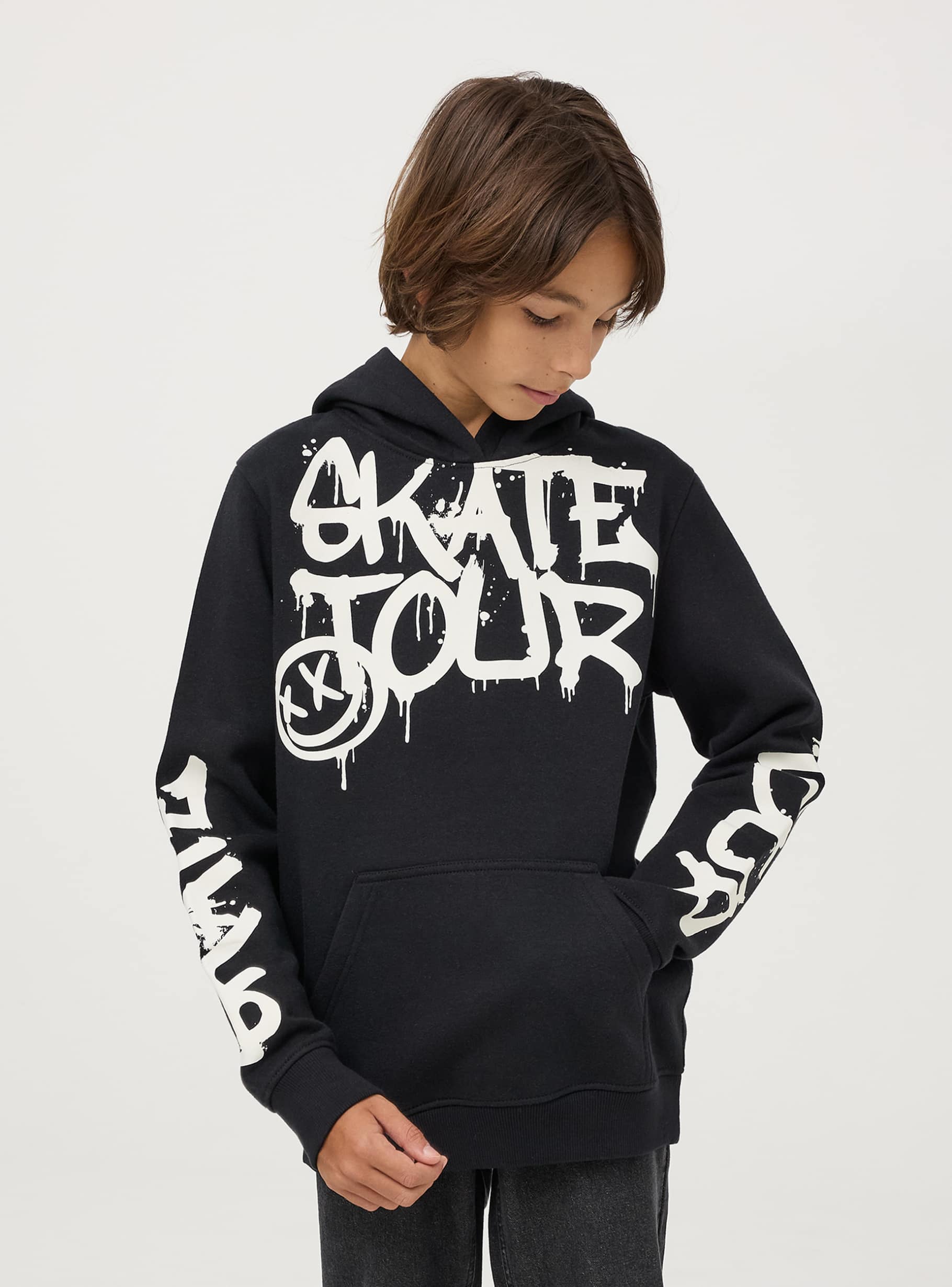 Black Graffiti print hoodie Buy Online Terranova