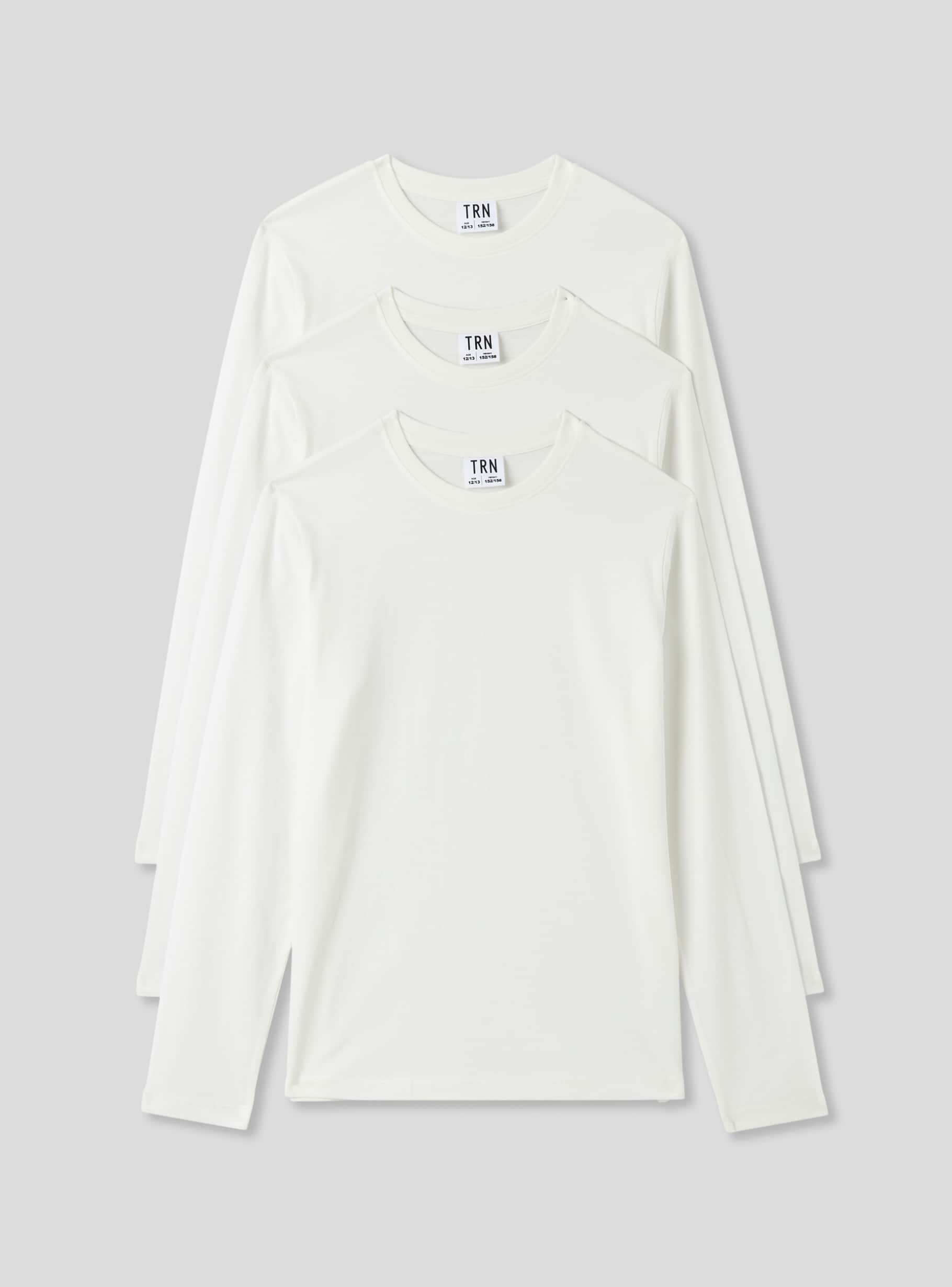 White wool 3 pack of long sleeved T shirts Buy Online Terranova