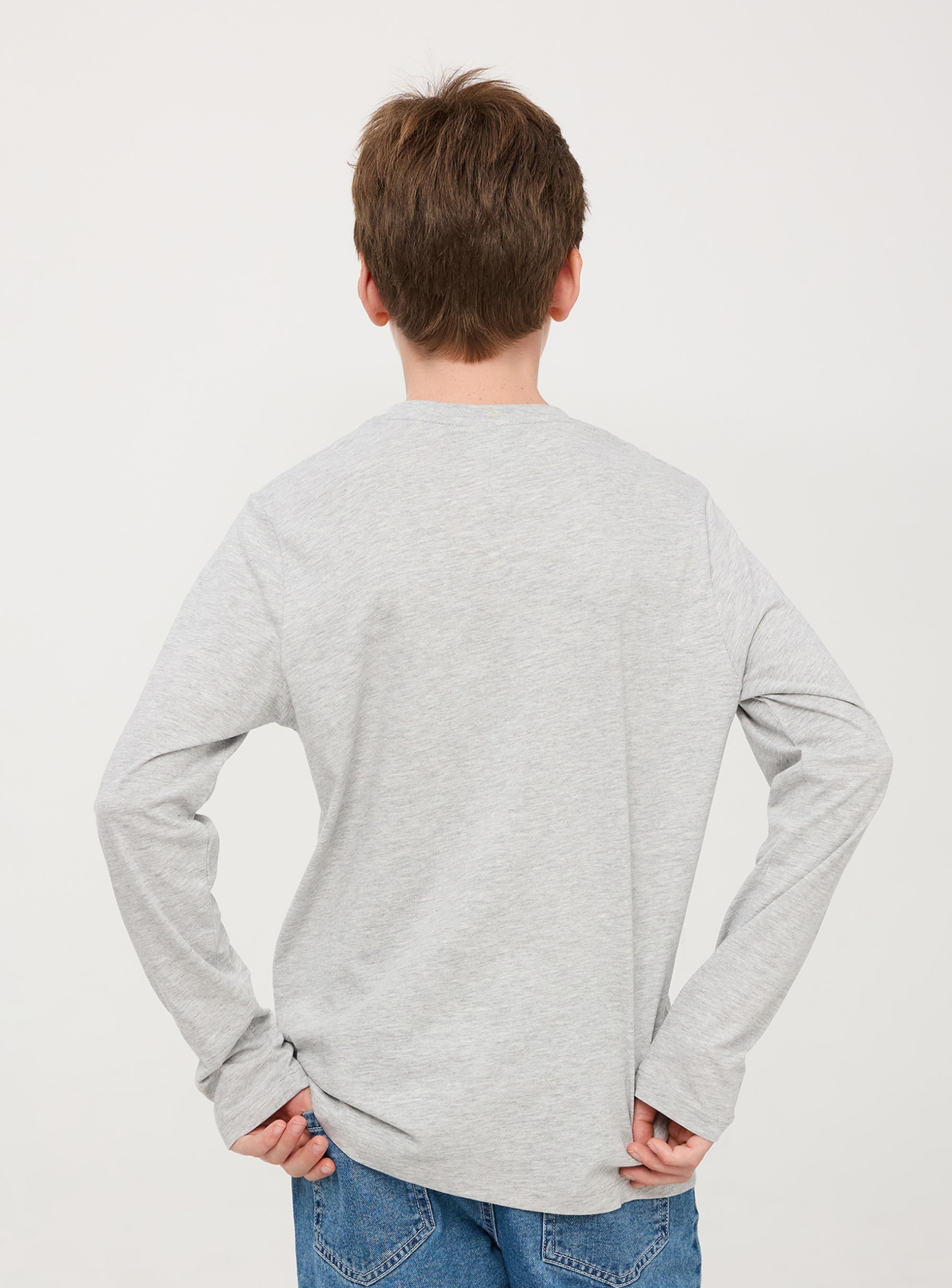 Light grey melange 3-pack of long-sleeved T-shirts - Buy