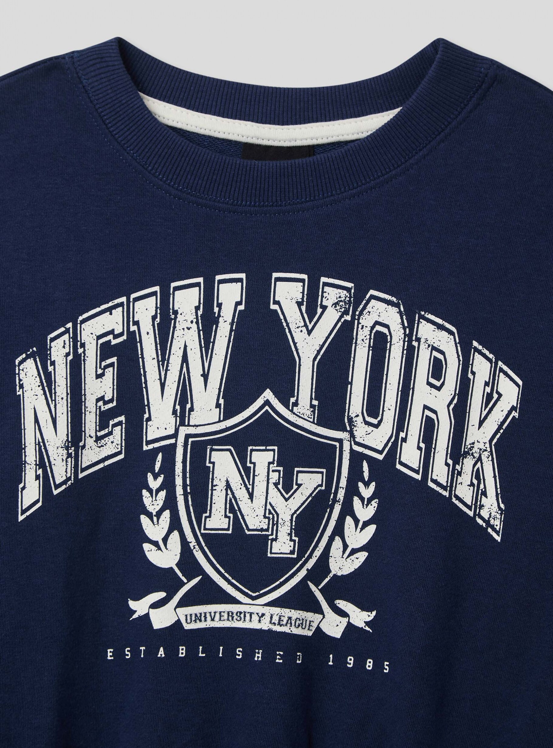Dark blue denim Lightweight sports print sweatshirt - Buy Dark blue denim Lightweight sports print sweatshirt - Buy