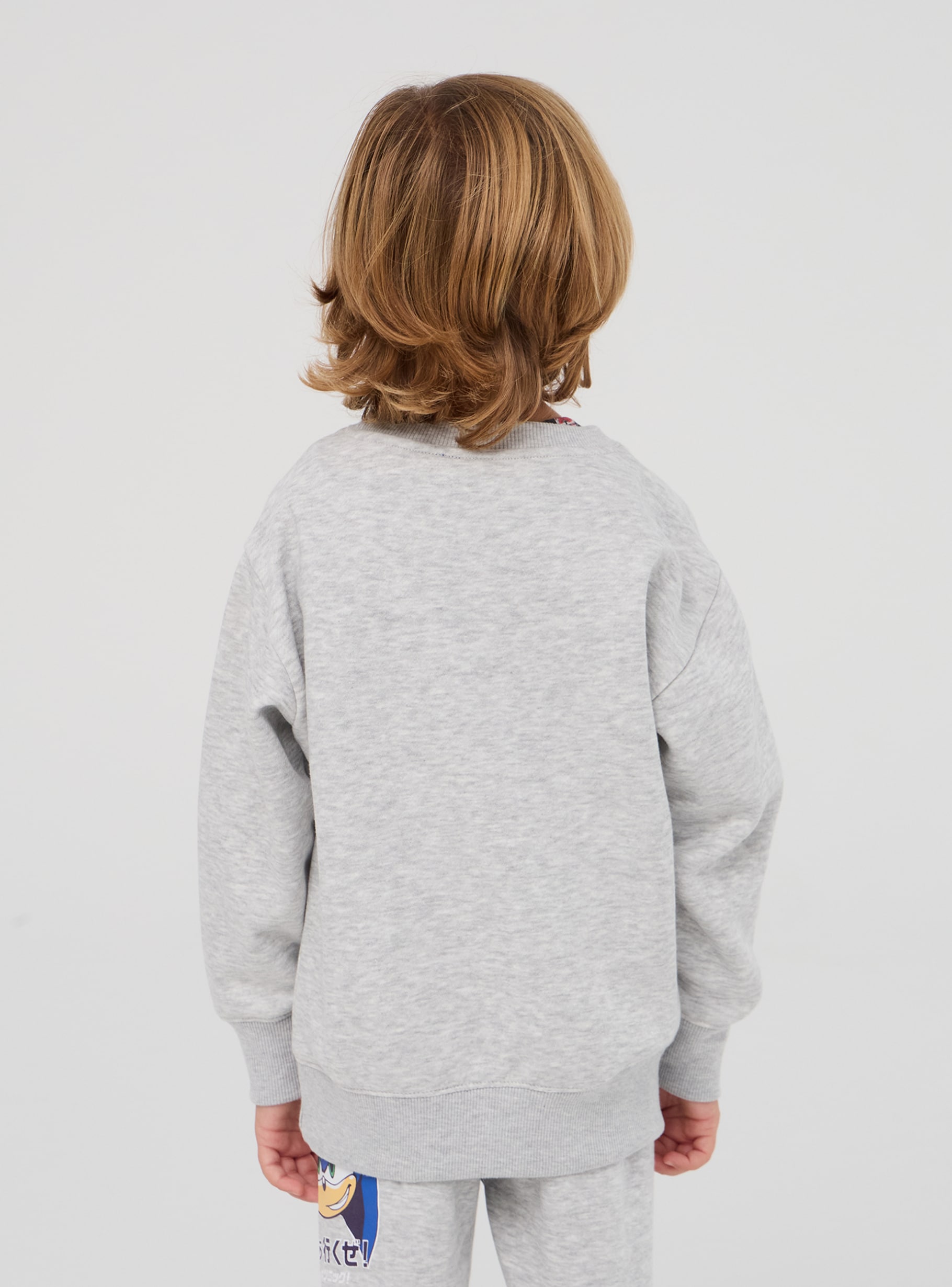 Light grey melange Sonic® print sweatshirt in heavy fabric