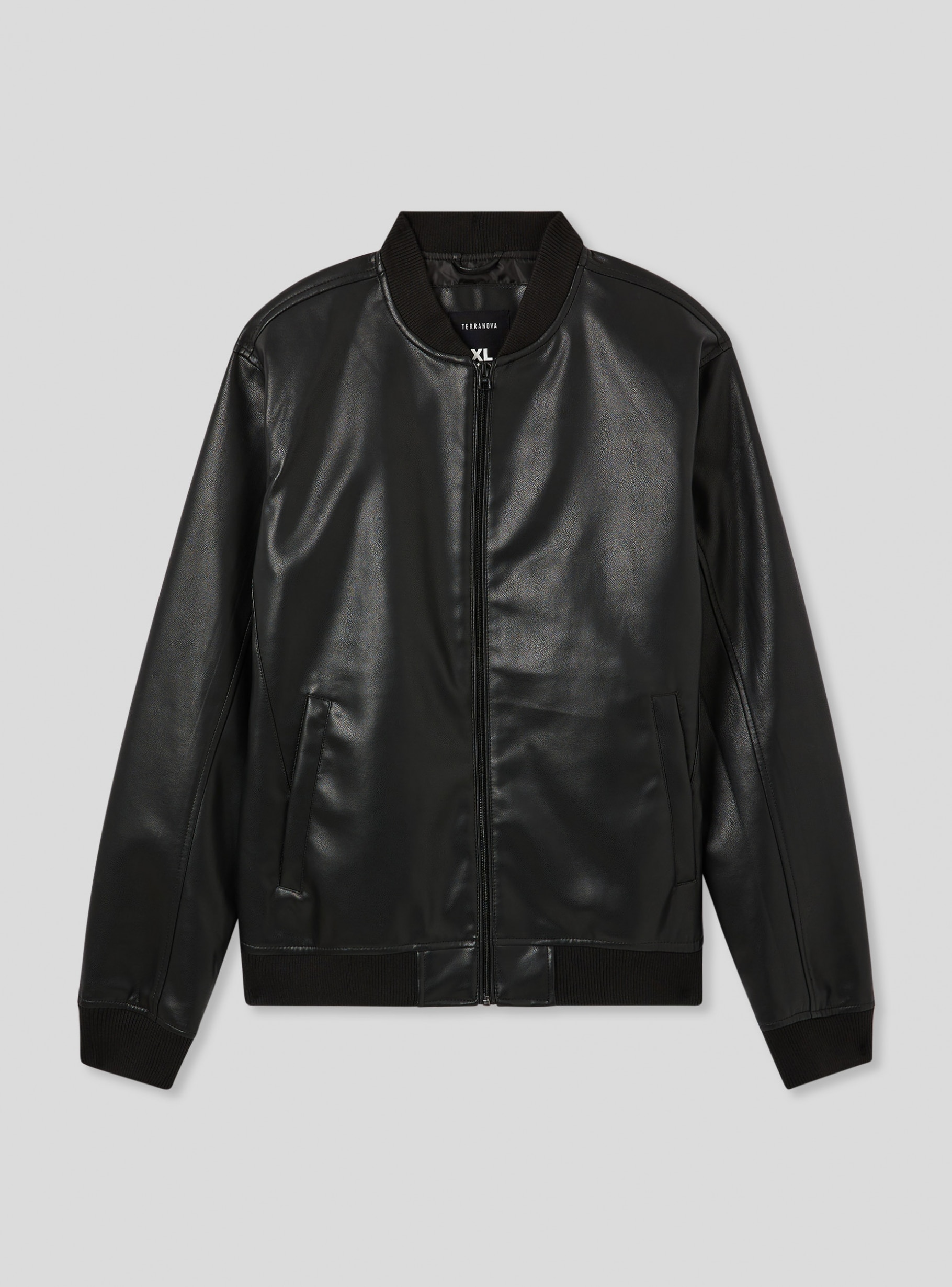 Black Faux leather bomber jacket - Buy Online | Terranova