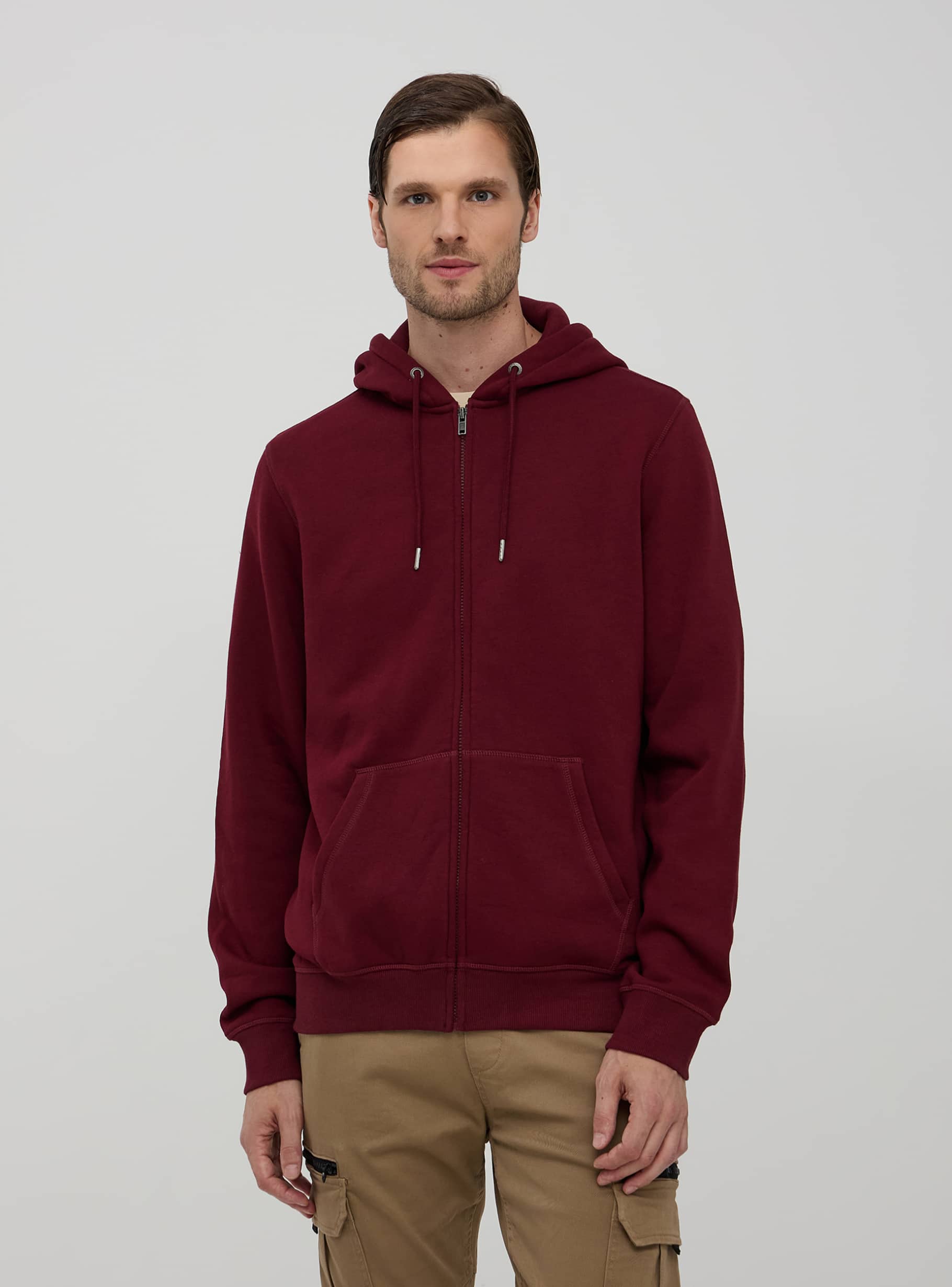 Bordeaux Plain zipped hoodie Buy Online Terranova