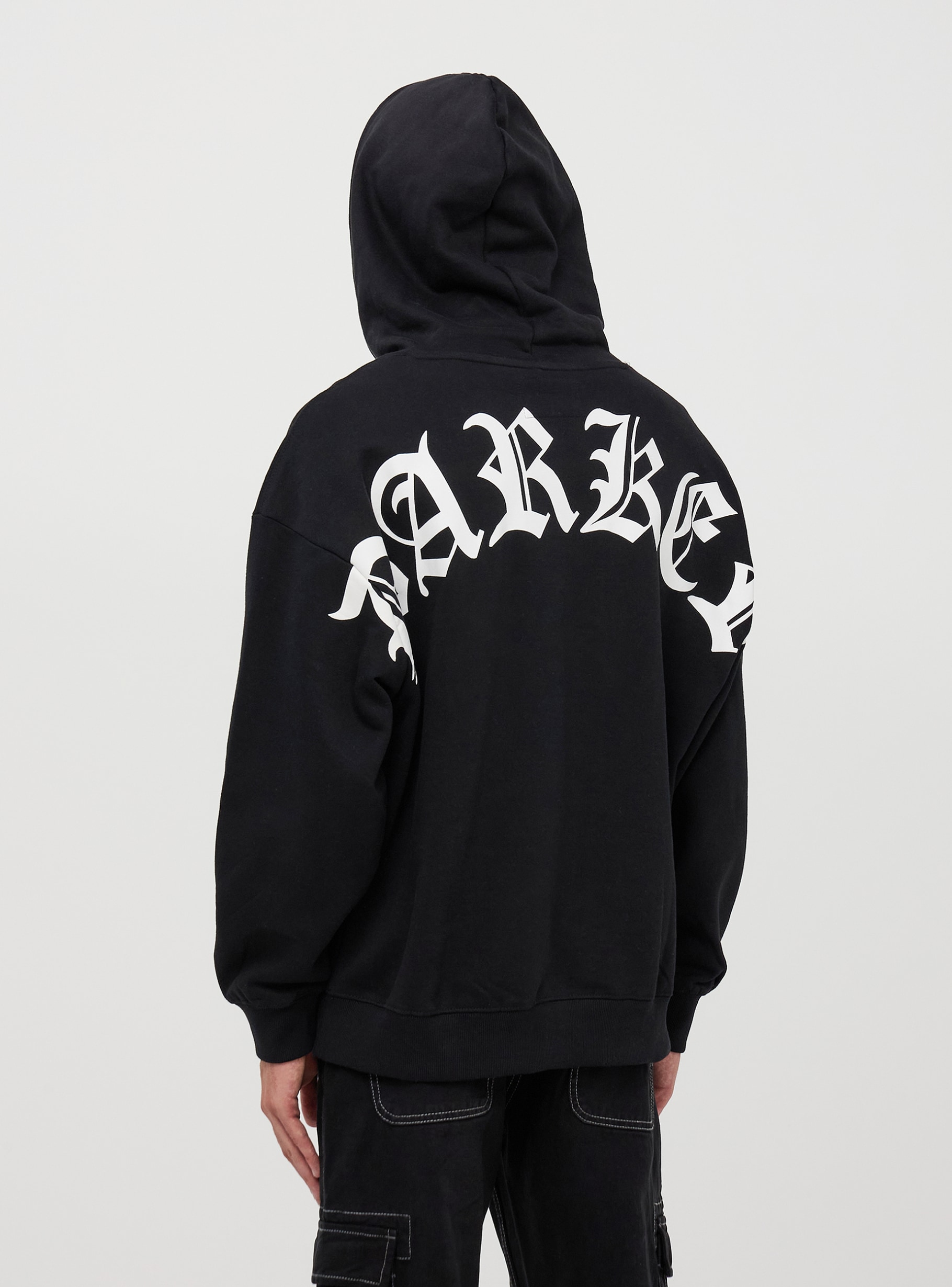 Sweat à capuche oversize avec motif gothique devant/derrière noir  Terranova