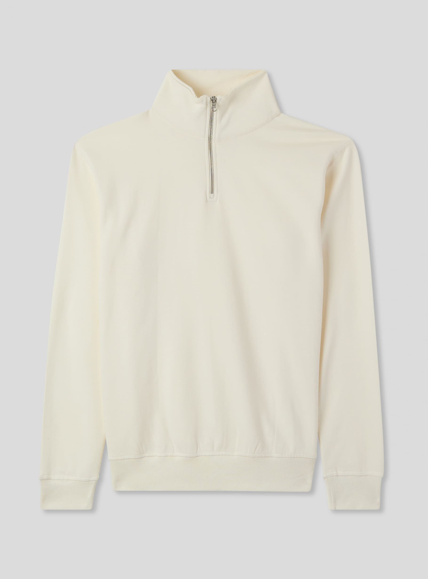 White wool High neck sweatshirt with a half zip - Buy Online