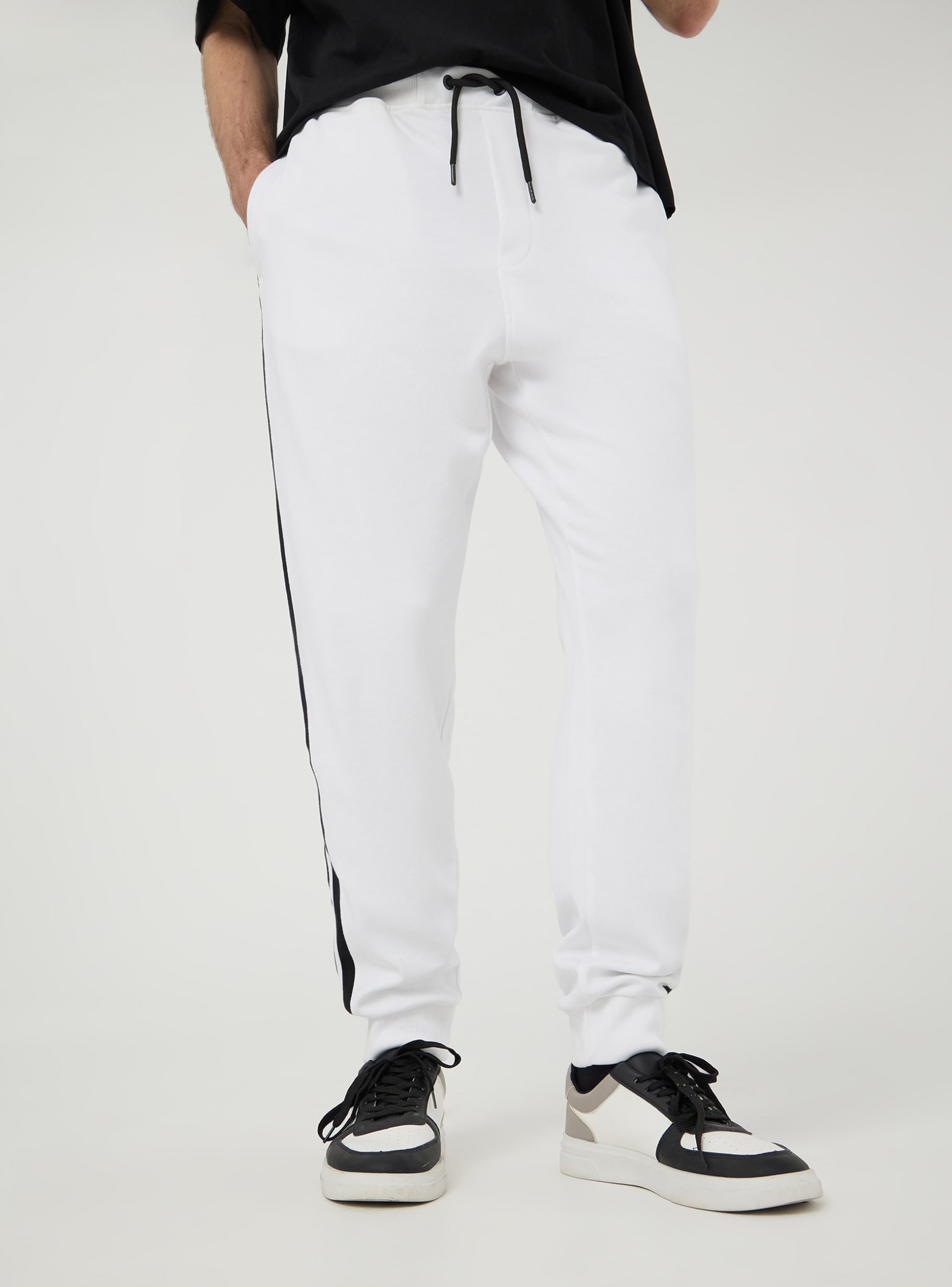 Optical white Interlock tracksuit bottoms with stripes - Buy Optical white Interlock tracksuit bottoms with stripes - Buy