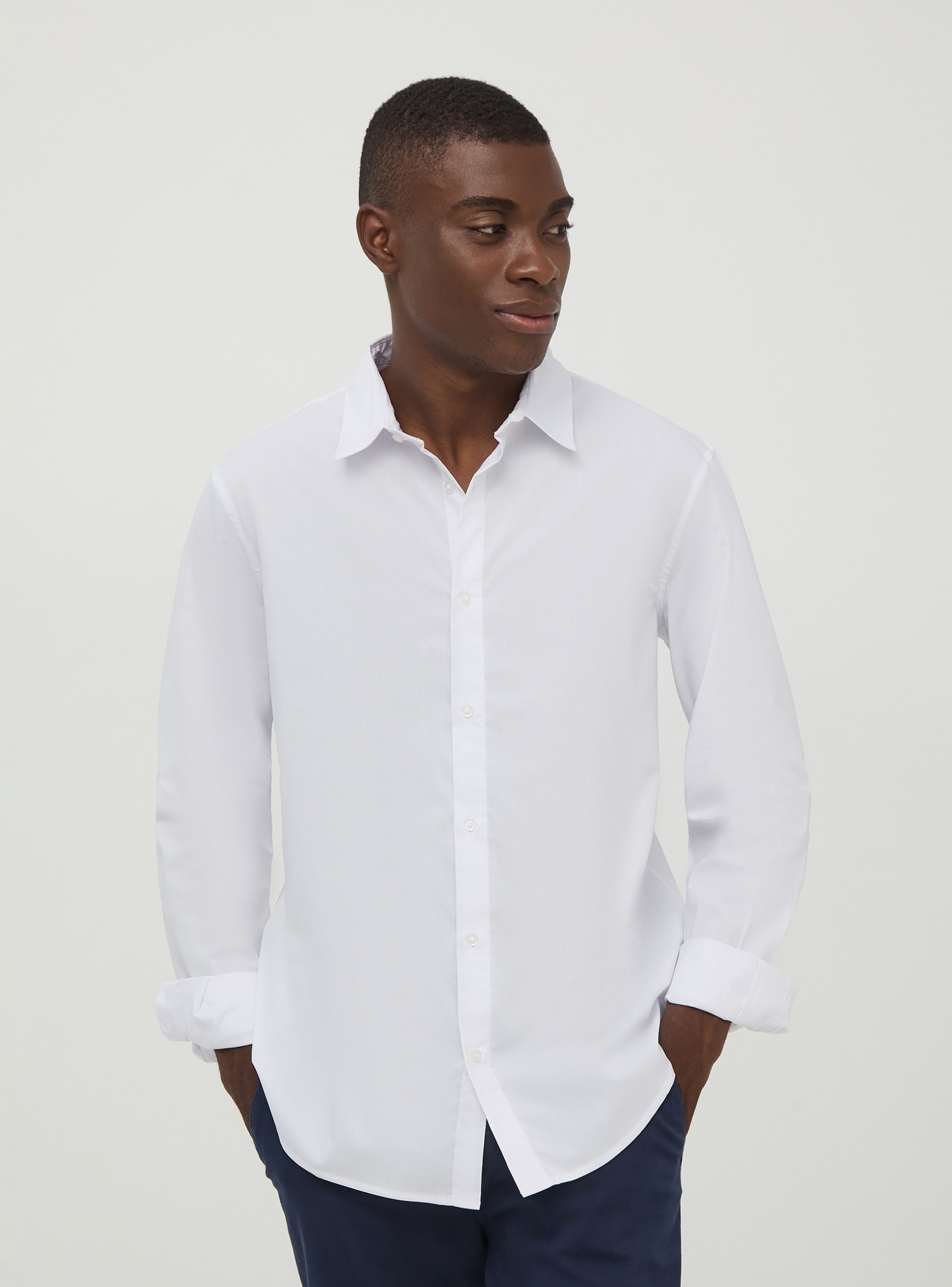 Optical white Stretch poplin shirt - Buy Online | Terranova