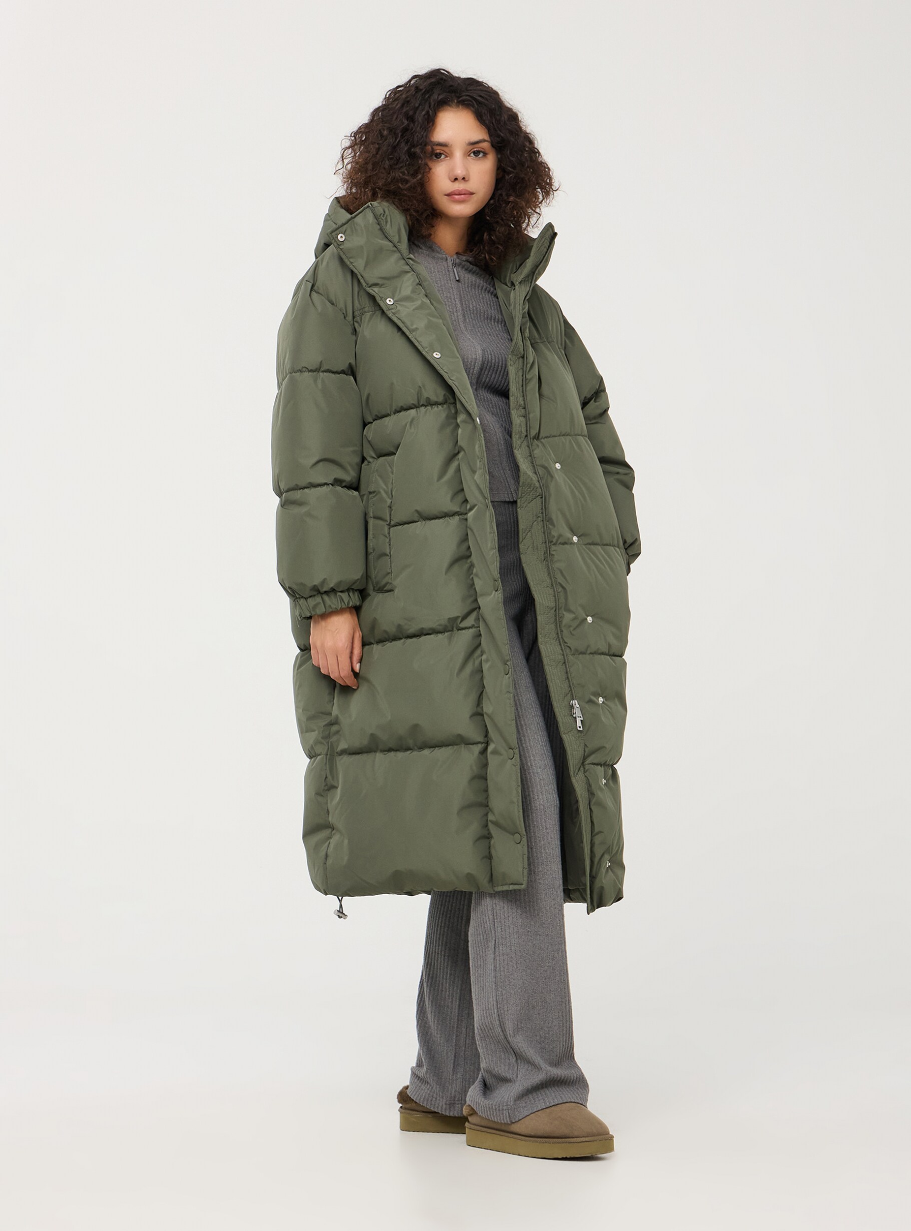 Chaqueta verde militar larga sale