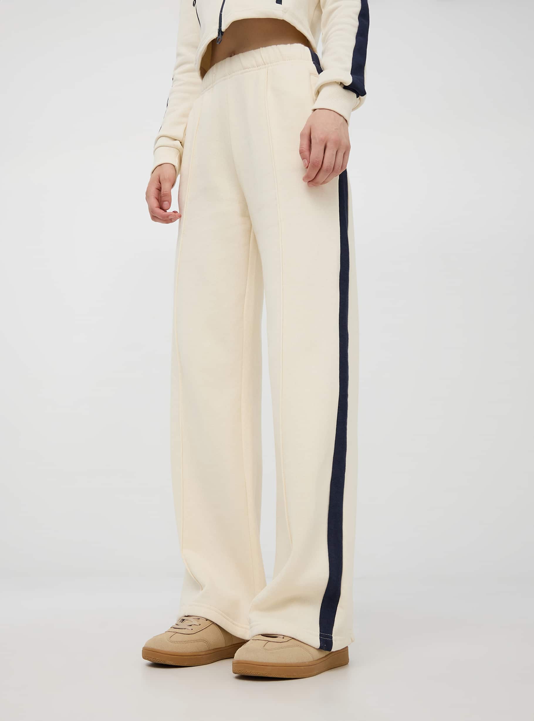 Pants with white side stripe deals