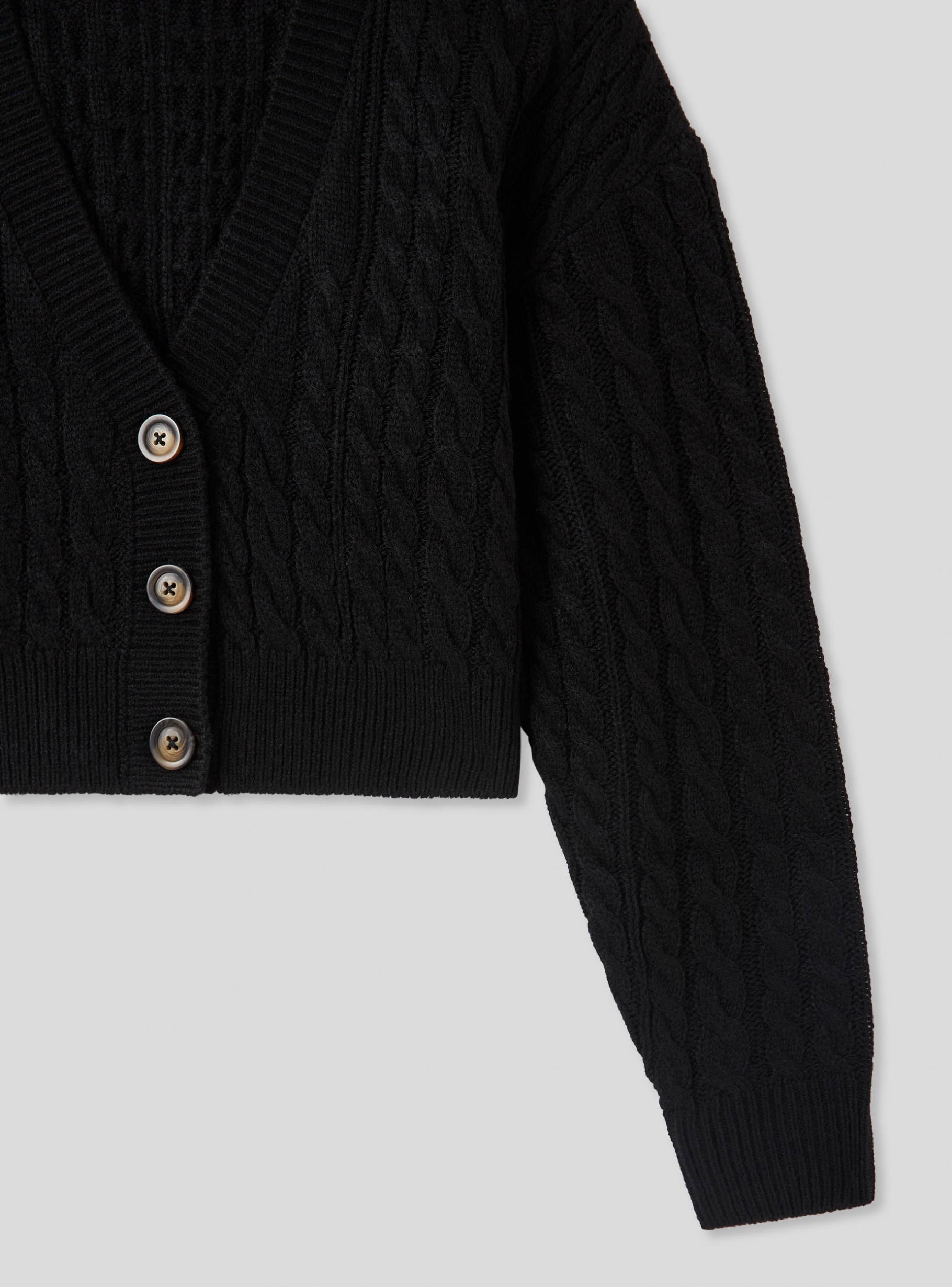 Black Cropped cable knit cardigan - Buy Online | Terranova