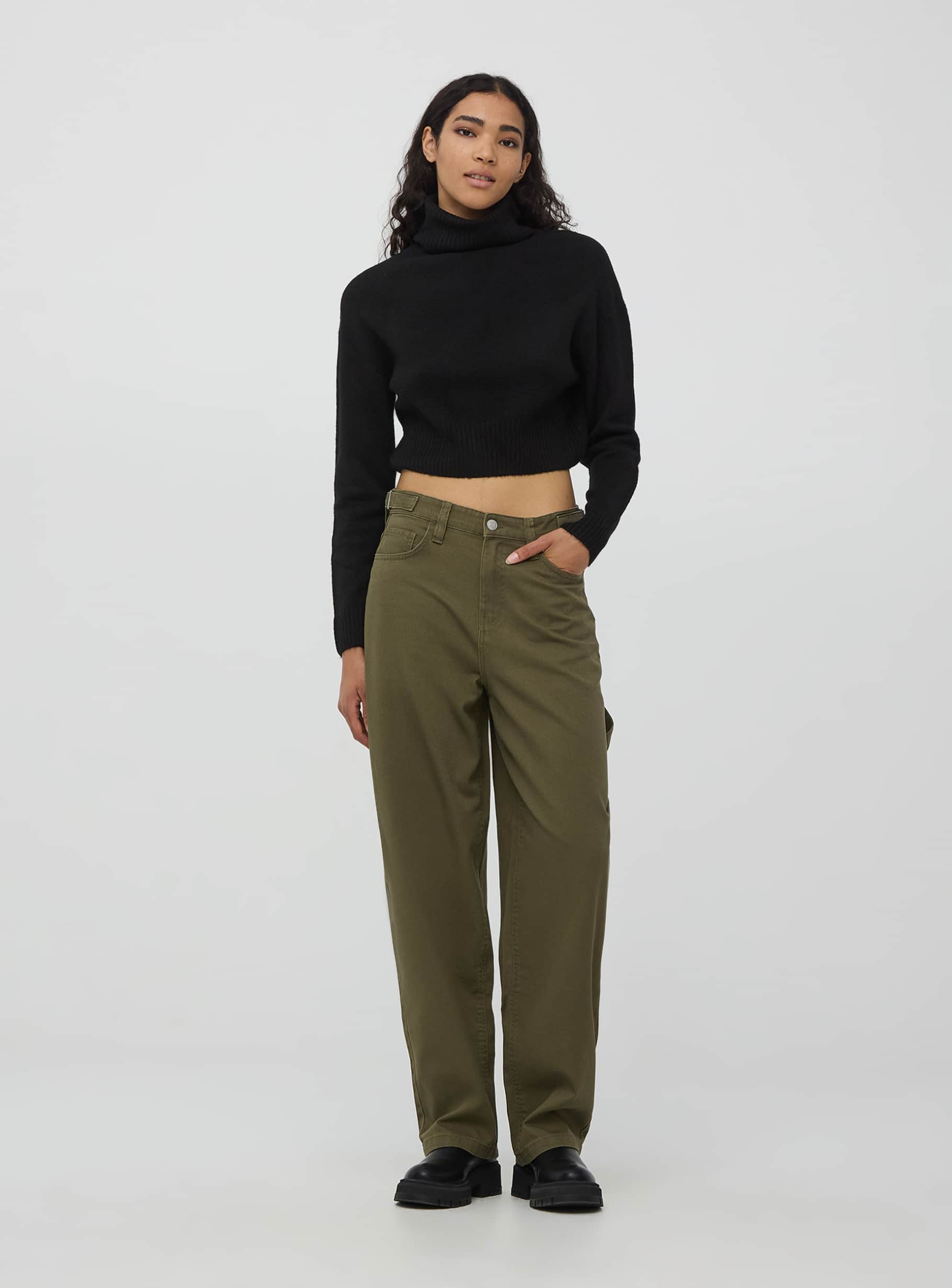 Loose polo neck jumper deals