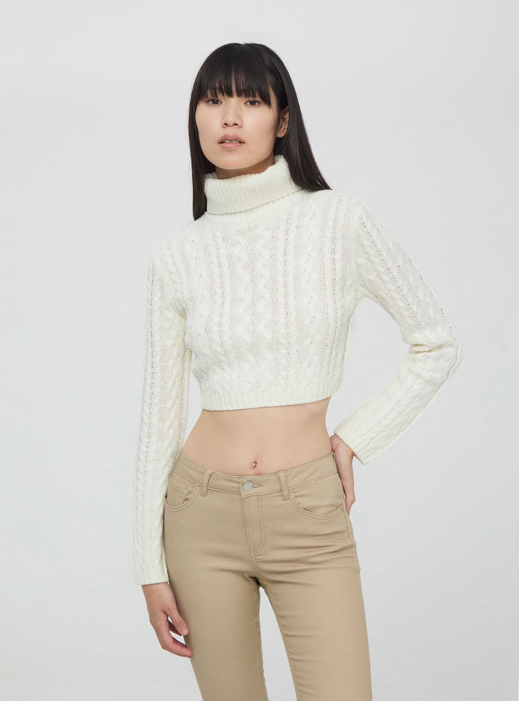 Polo neck crop top shop