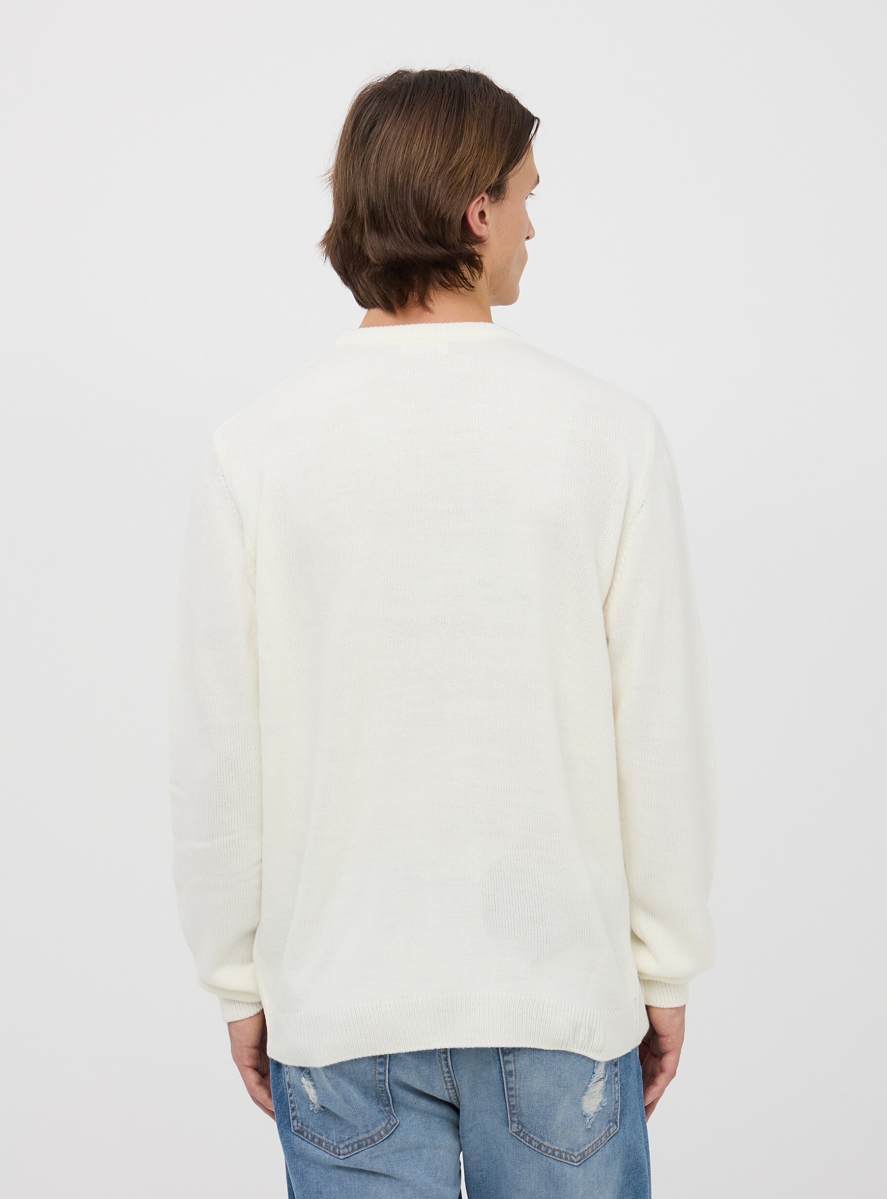 White wool Plain crew neck jumper Buy Online Terranova