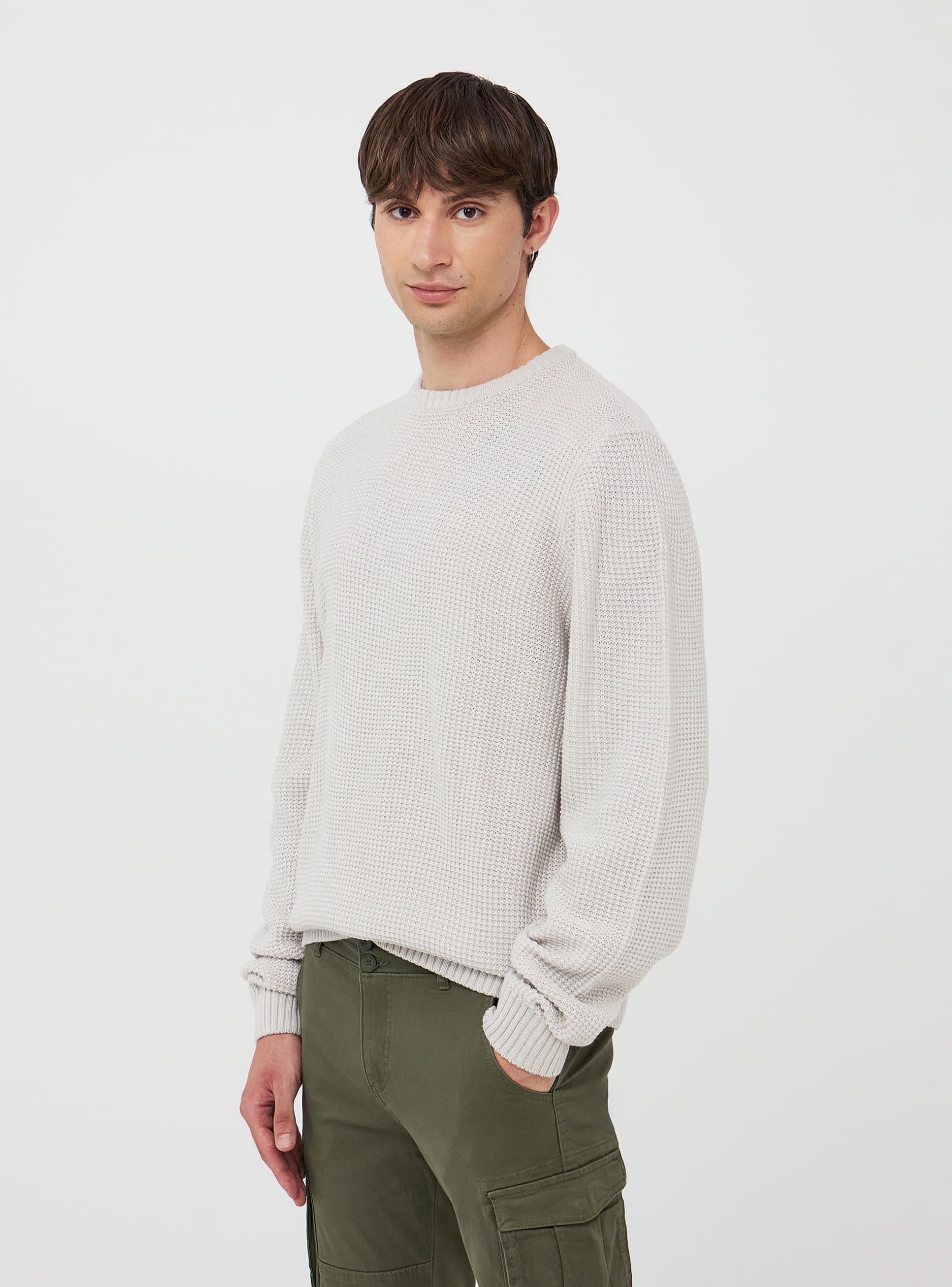 Maglione in punto riso avorio melange Terranova