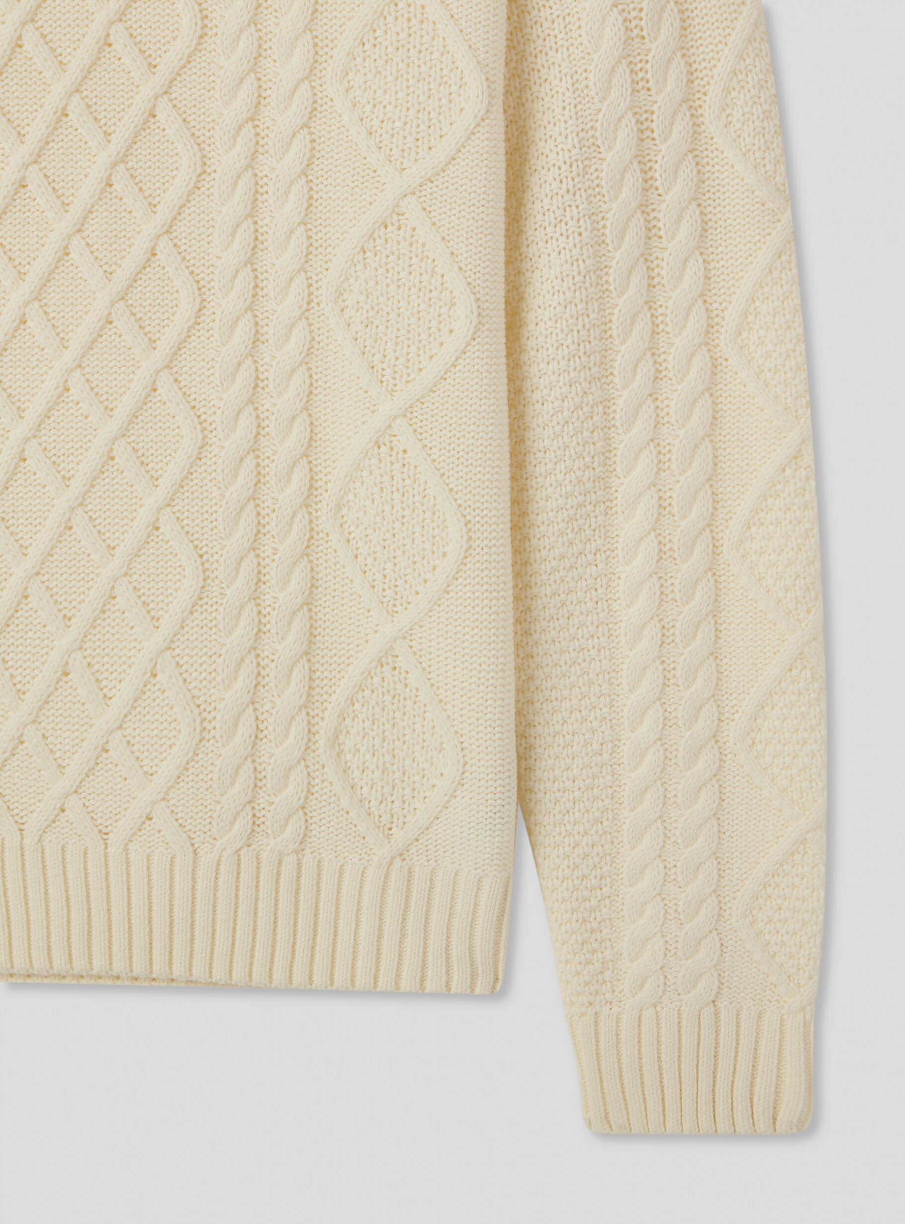 Cable knit jumper white wool Terranova