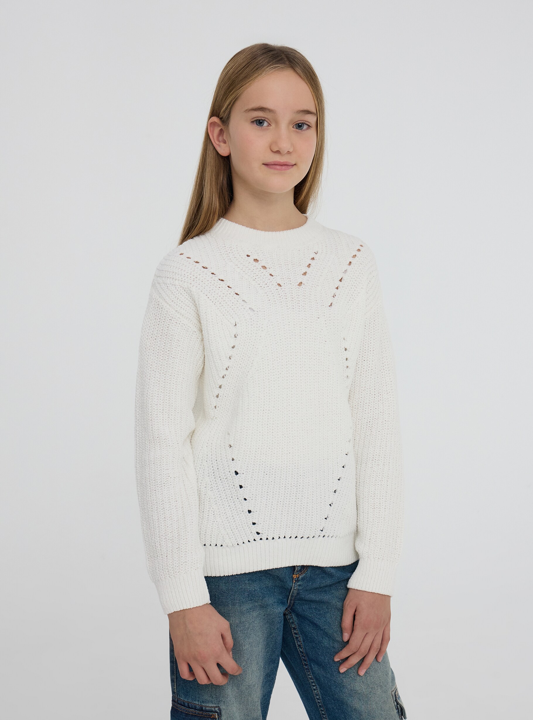 White wool Chenille jumper Buy Online Terranova