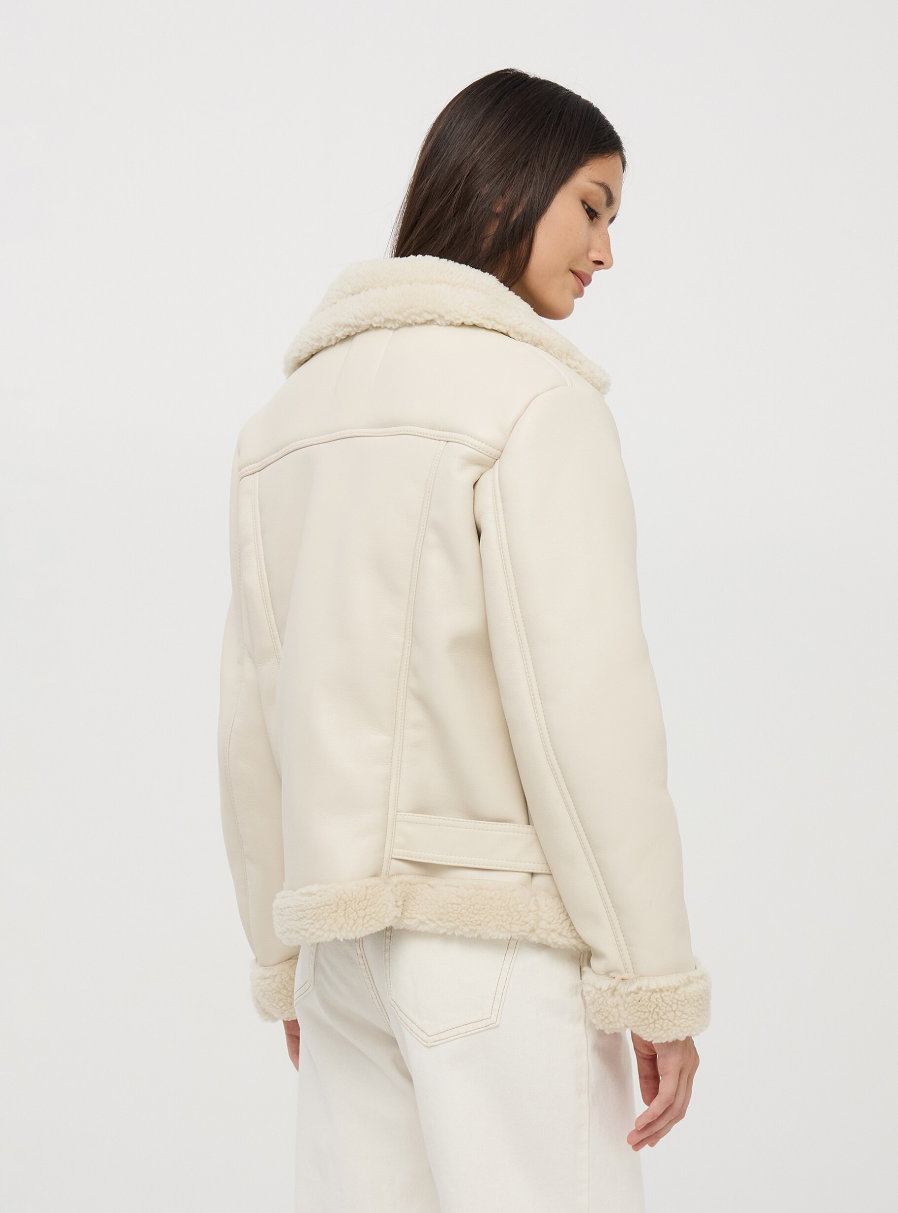 White wool Eco-sheepskin jacket - Buy Online | Terranova