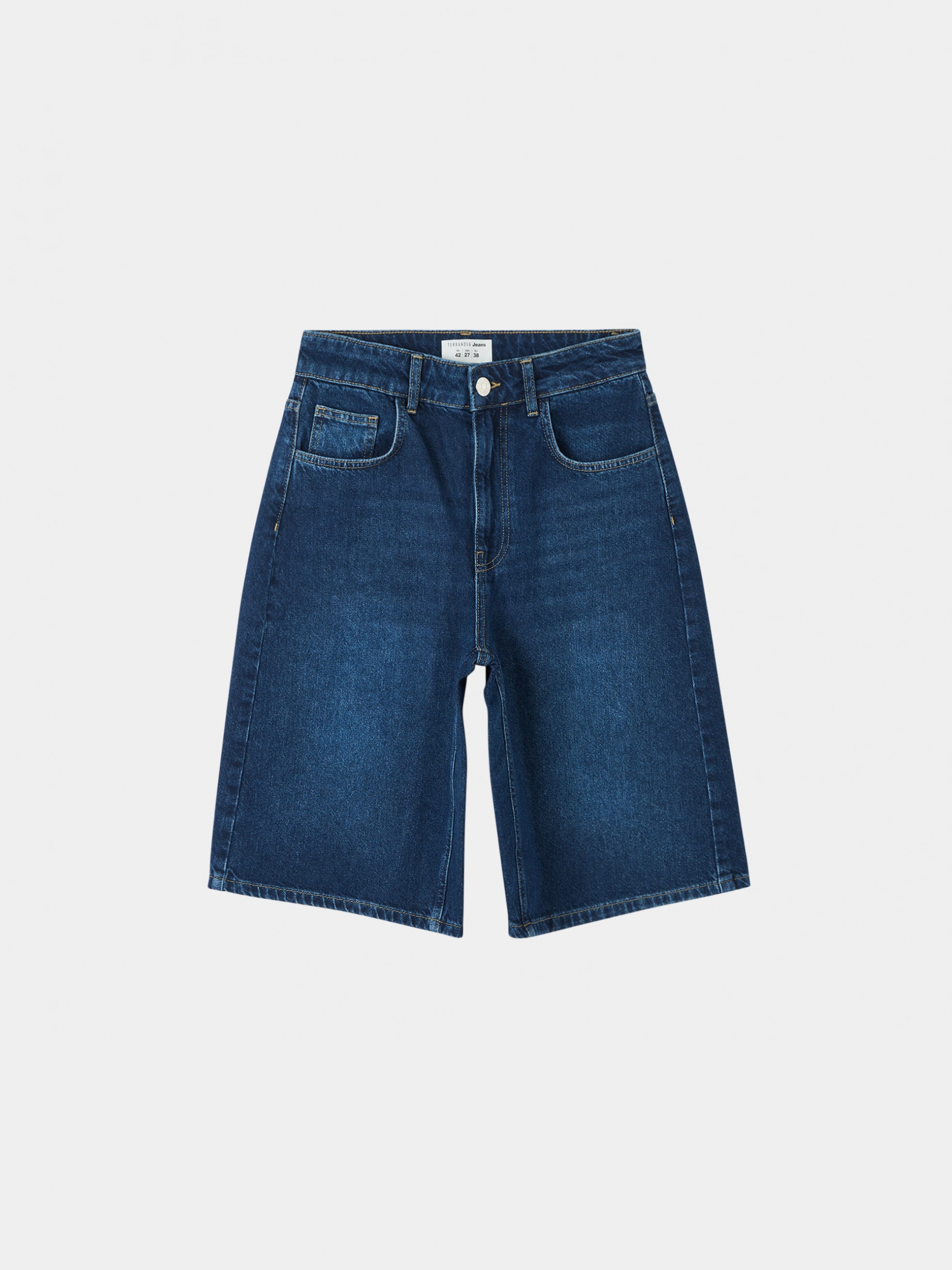 【MODERNIF】Jeanne Two-Tuck Double-Layered Bermuda Pants 11568-1085-DCK_VW-A-