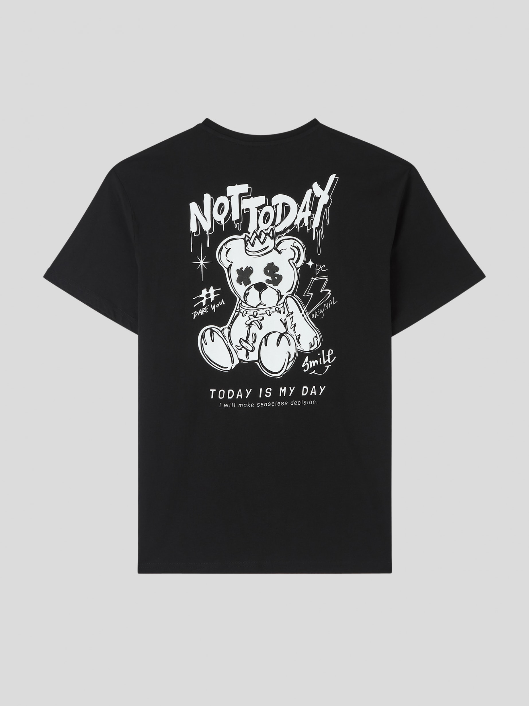 Black T-shirt with front/back teddy bear print - Buy Online