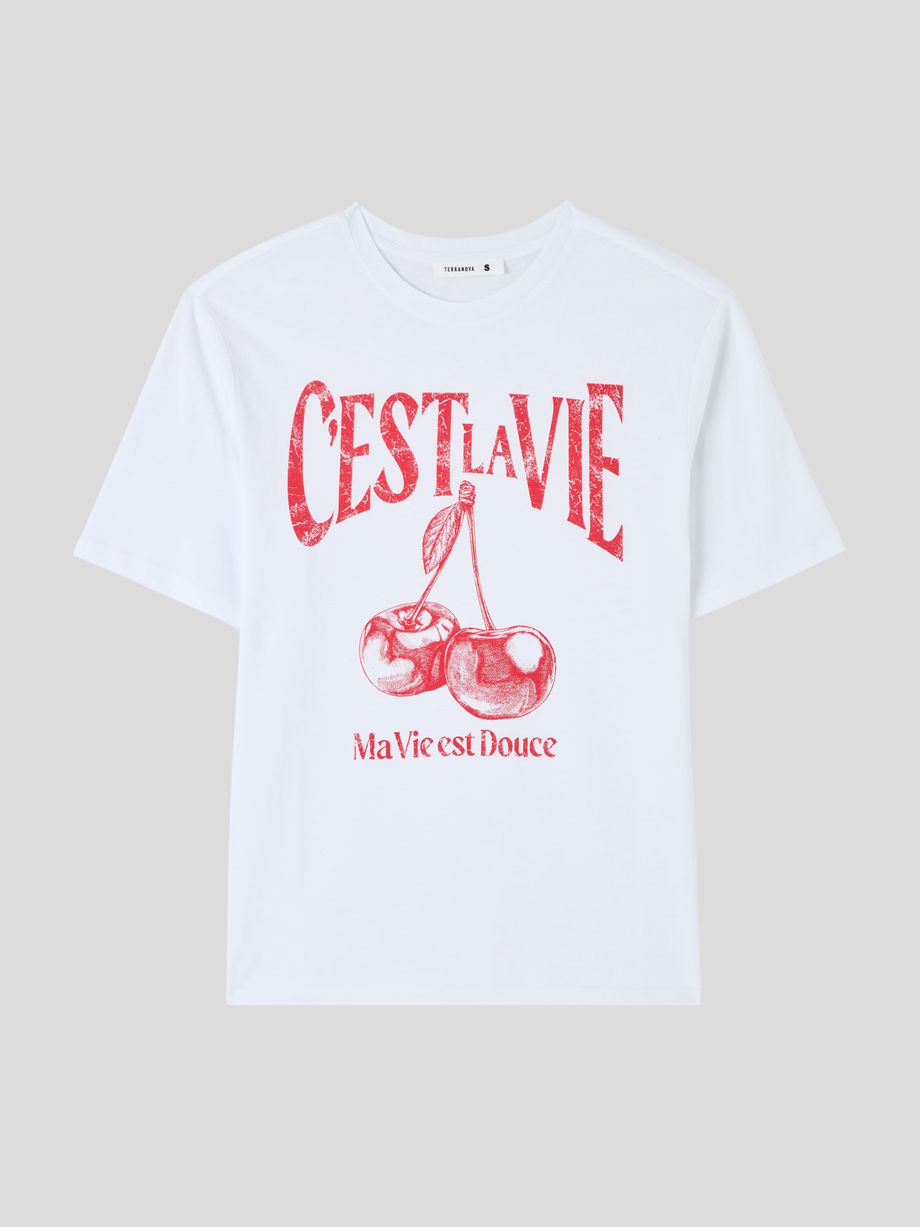 Optical white T-shirt with cherry print - Buy Online | Terranova