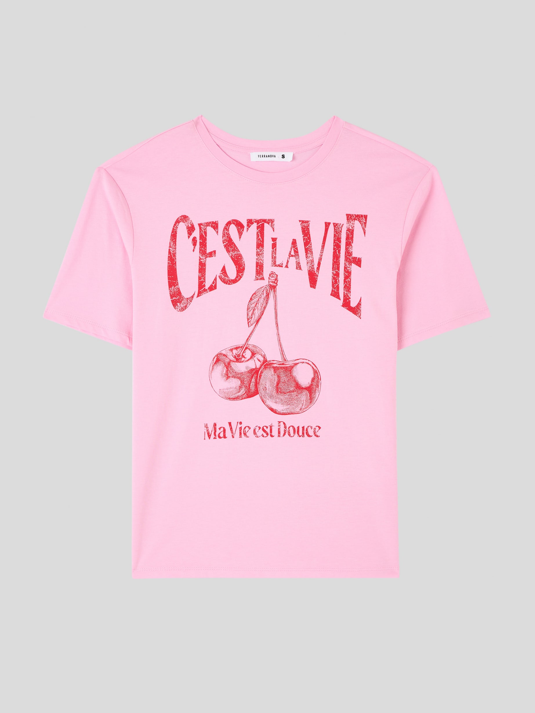 Pink bubble T-shirt with cherry print - Buy Online | Terranova