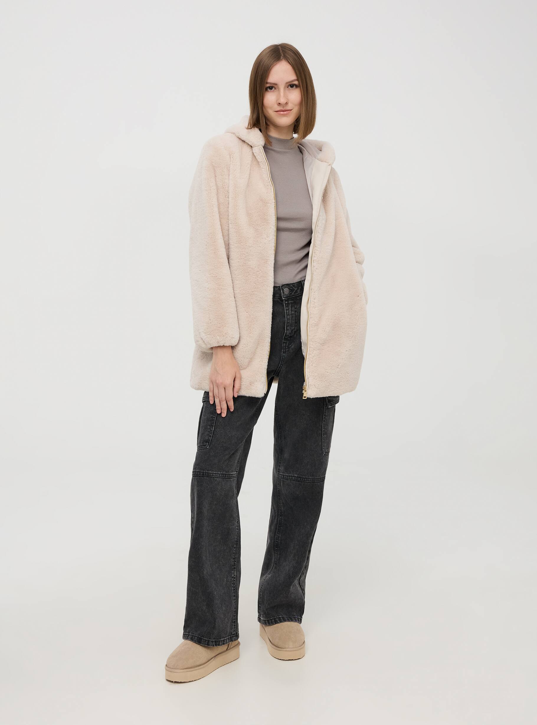 Zara coat with faux fur cuffs discount