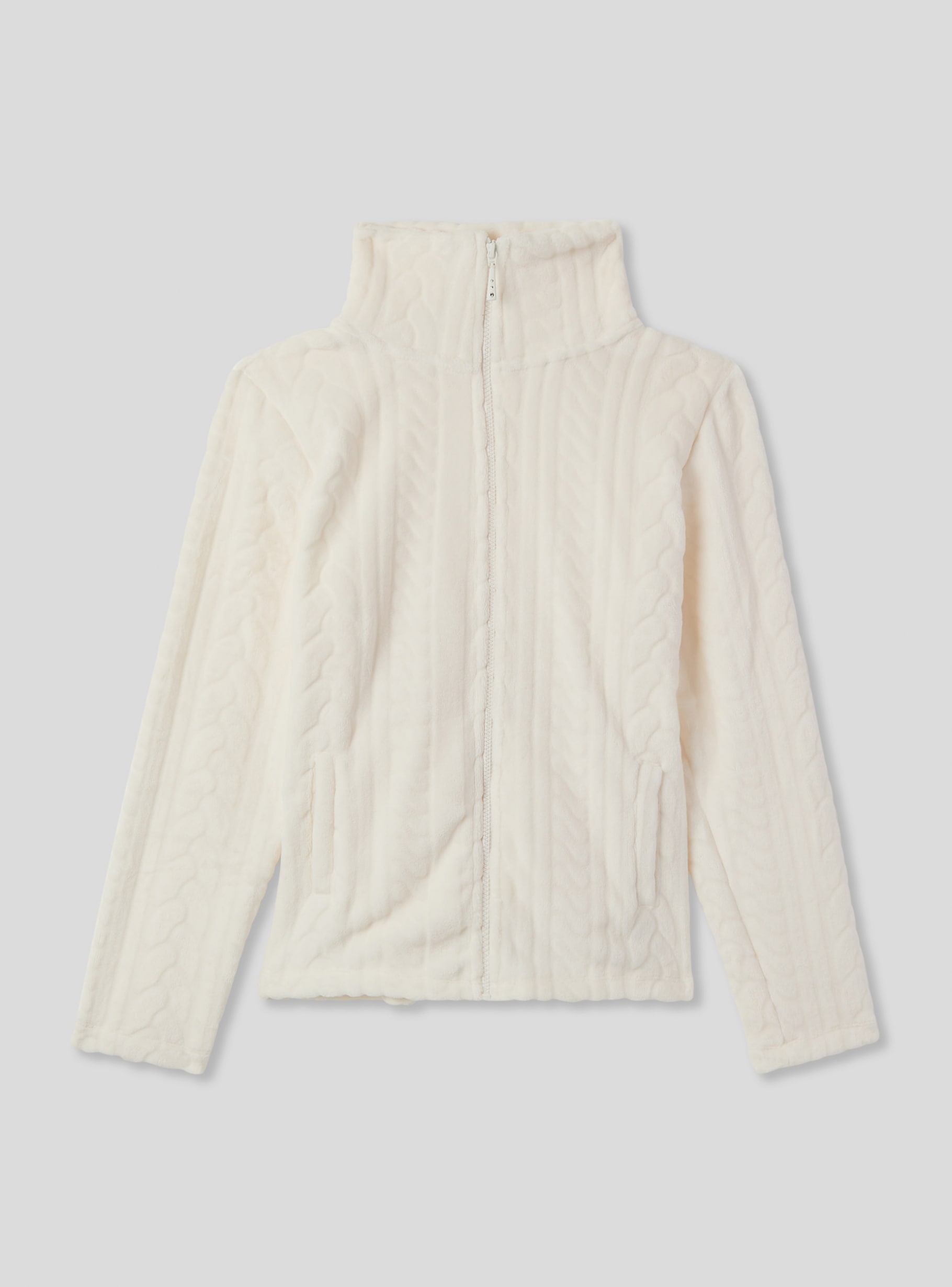 【海外限定】 sweatshirt fleece knit Cable wool White with Buy - zip a WorkUtility&SafetyClothing
