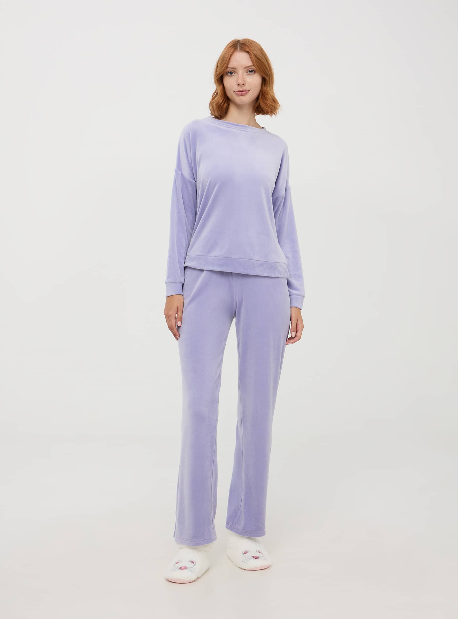 Lilac light Wide leg chenille pyjama bottoms Buy Online Terranova