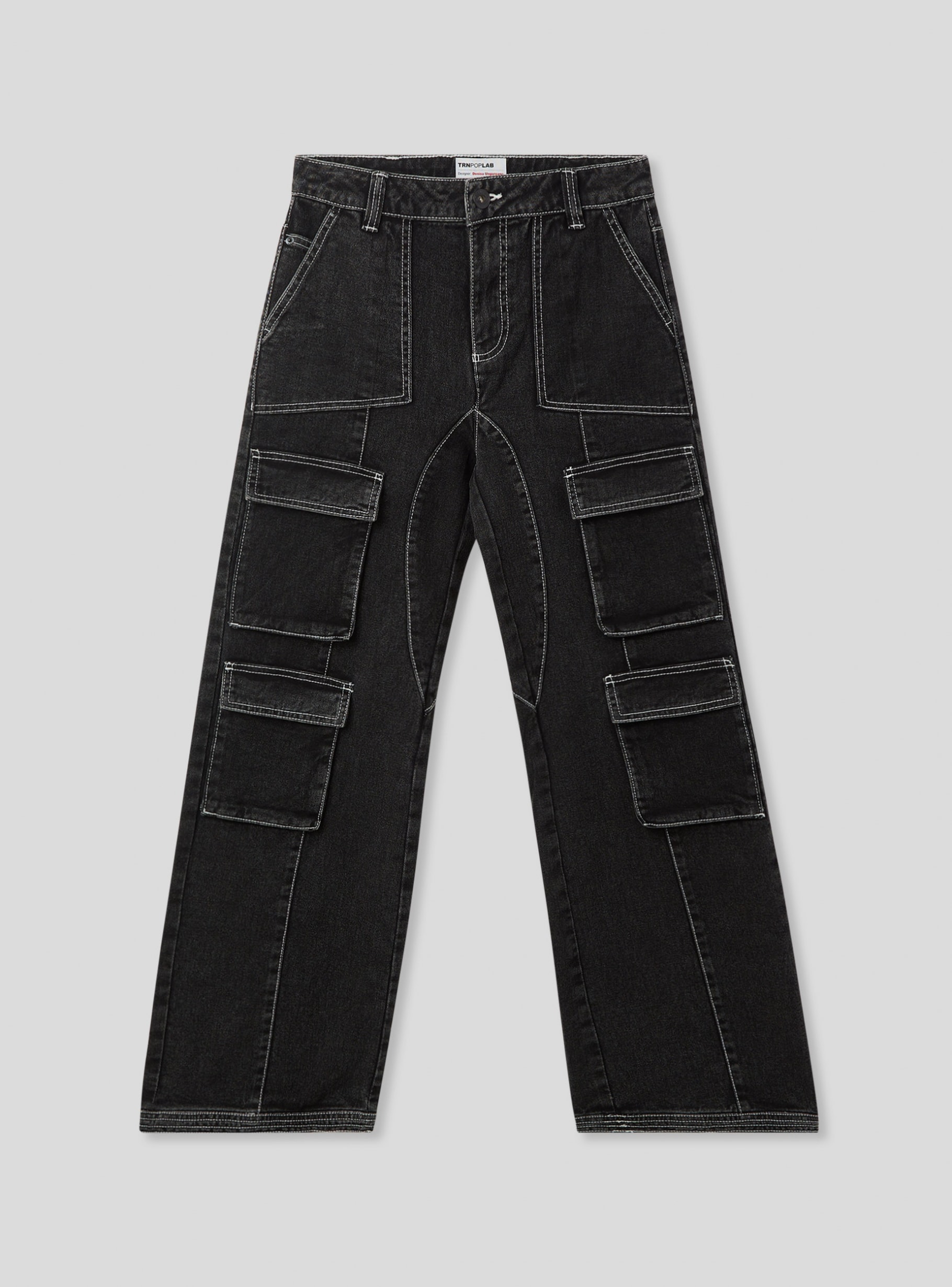 denim black TRNPOPLAB printed cargo jeans - Buy Online