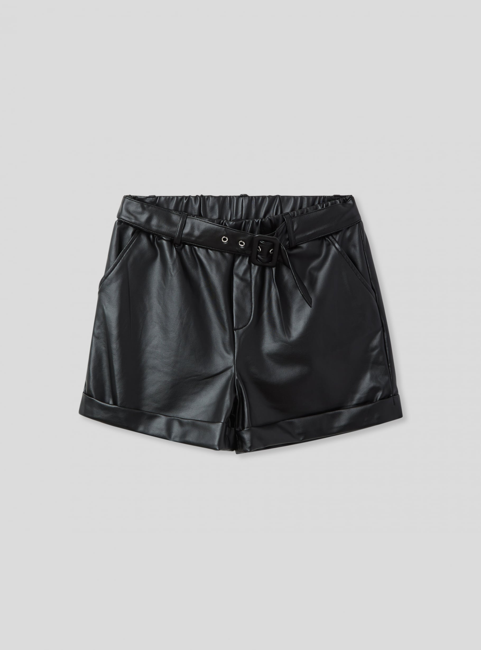 Black Faux leather shorts - Buy Online | Terranova