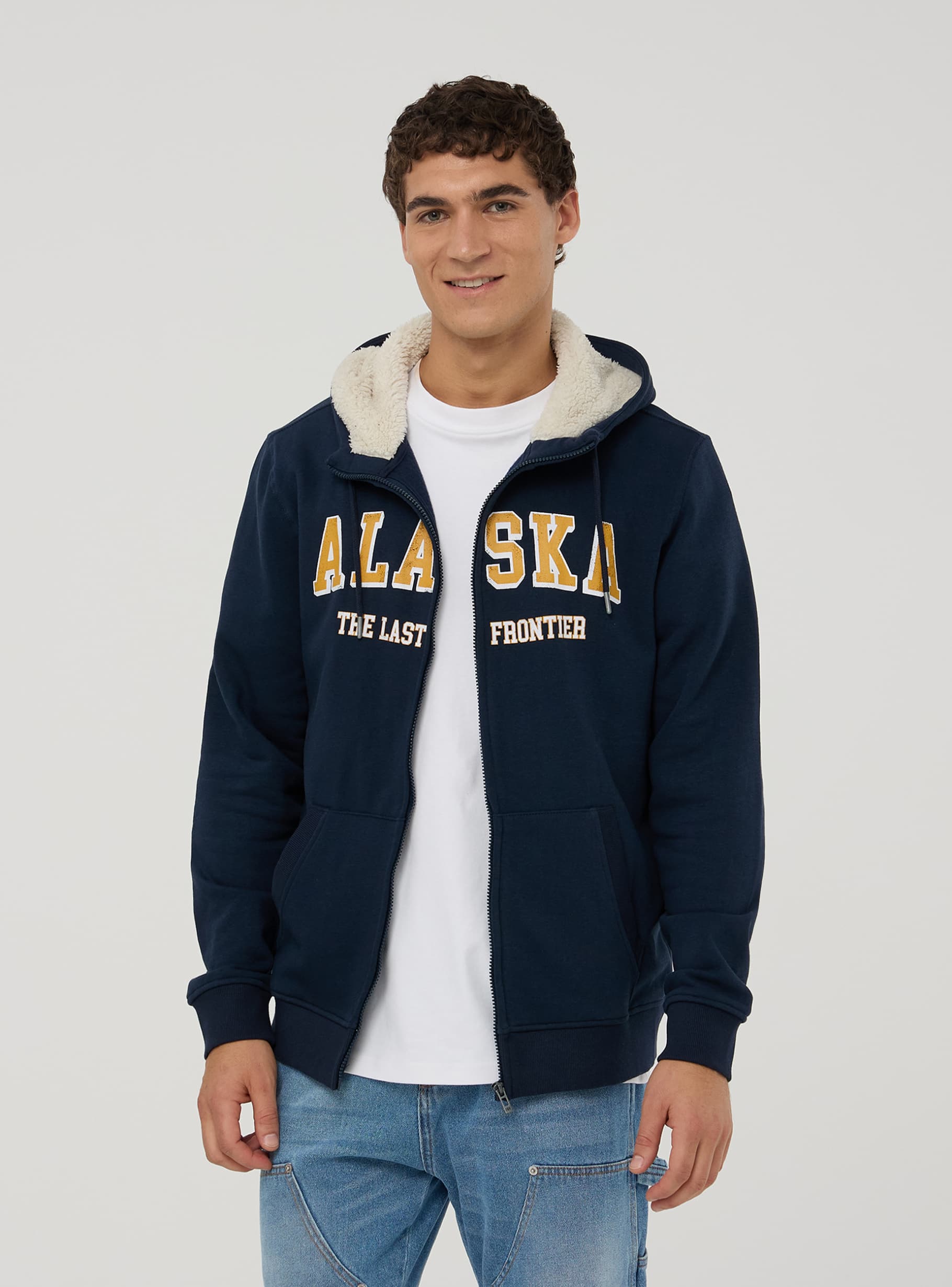 Navy blue sherpa hoodie hot sale