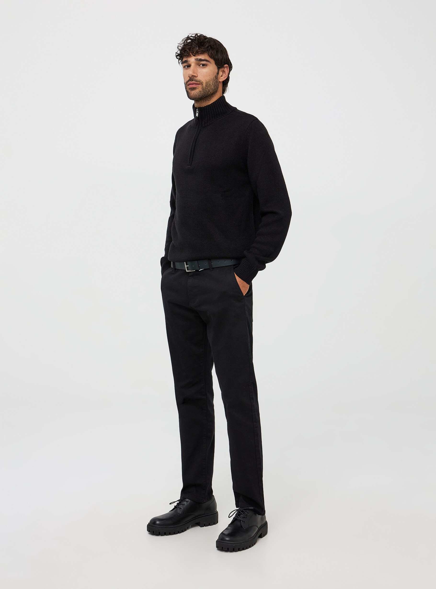Black High neck sweatshirt with a half zip - Buy Online