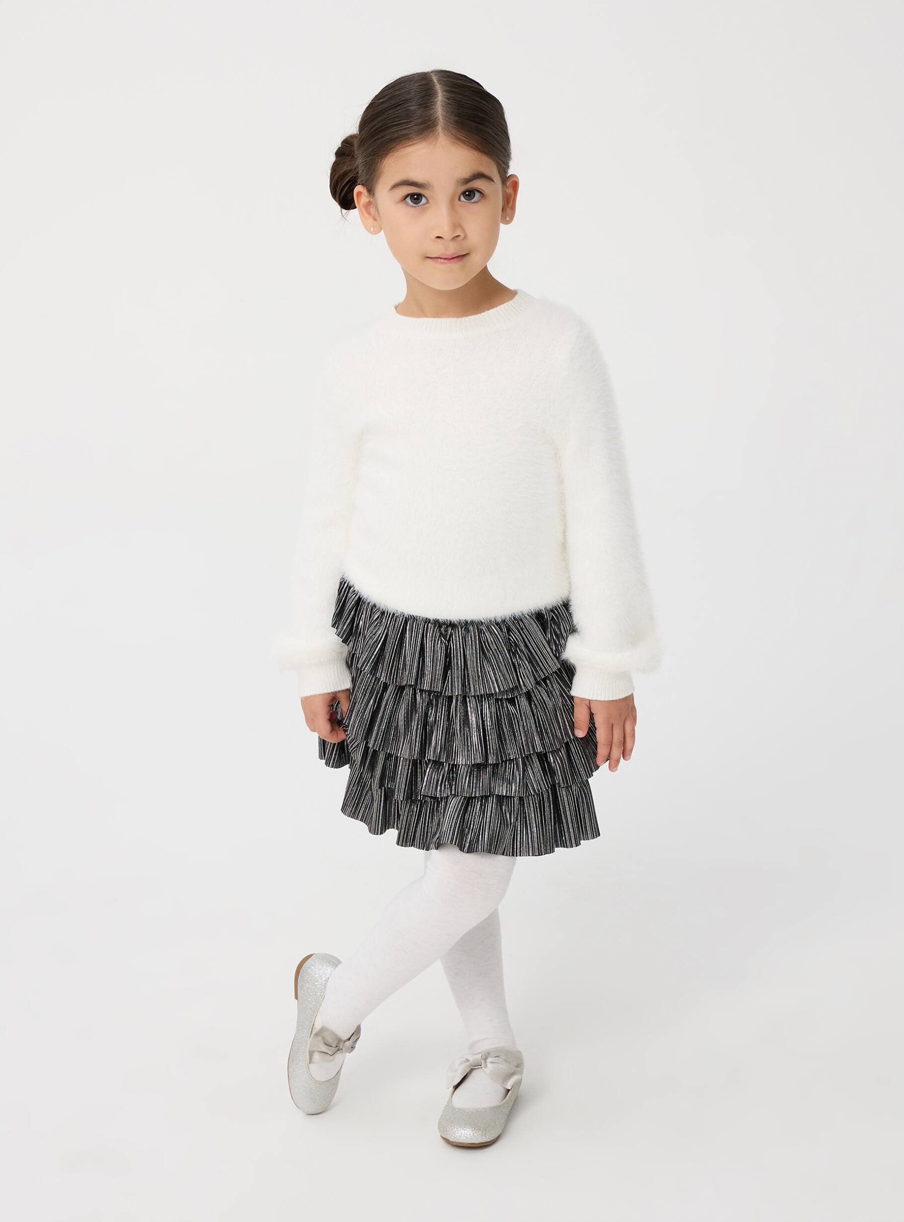 Minigonna a balze in lurex nero Terranova