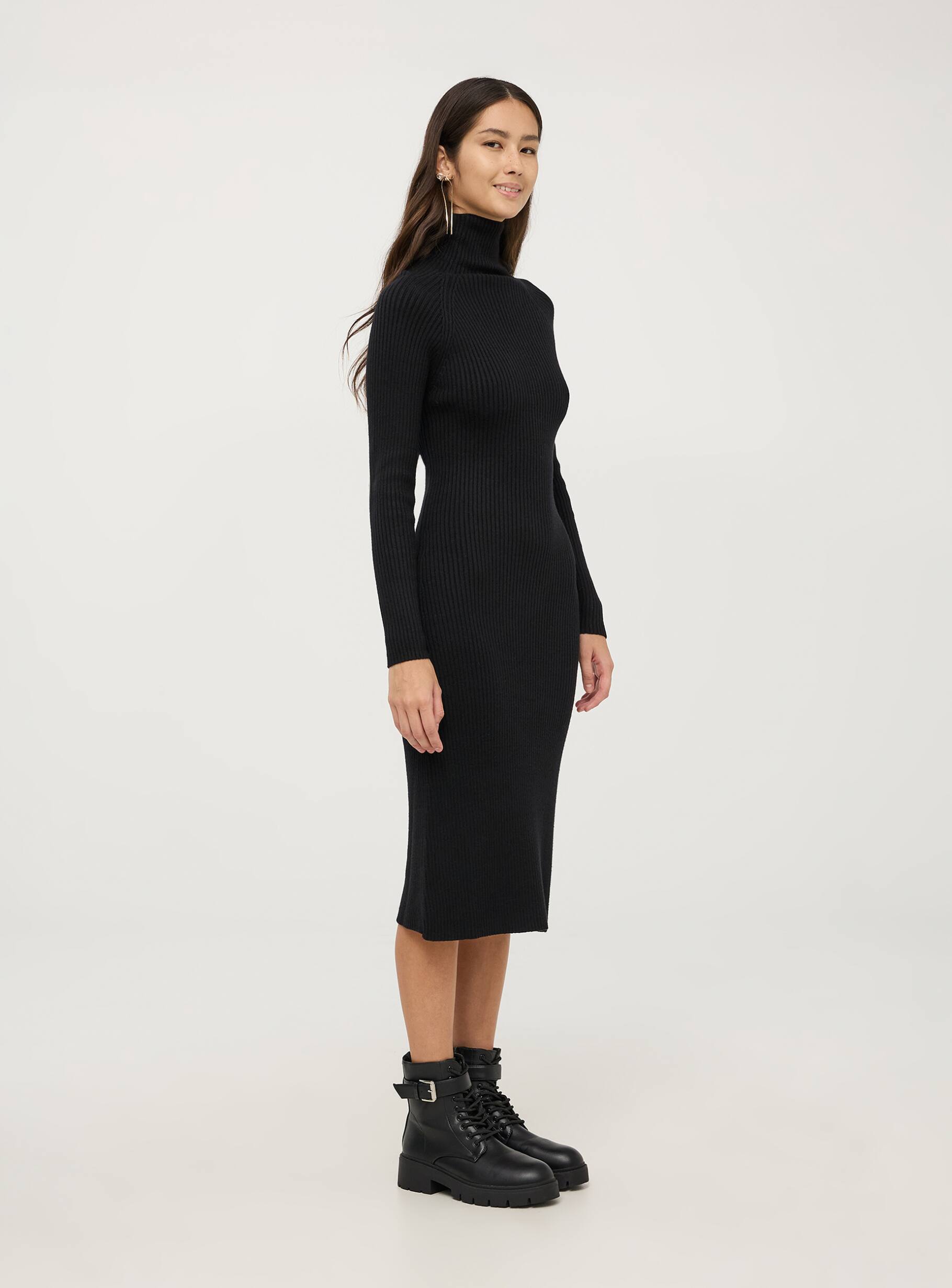 Black polo neck dress hotsell