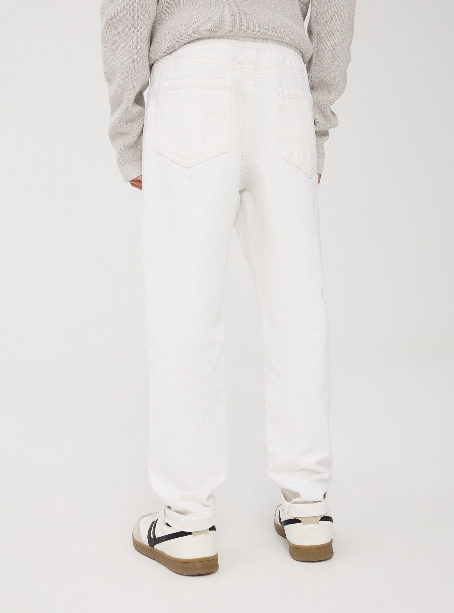 White wool Cotton drill joggers with rips - Buy Online