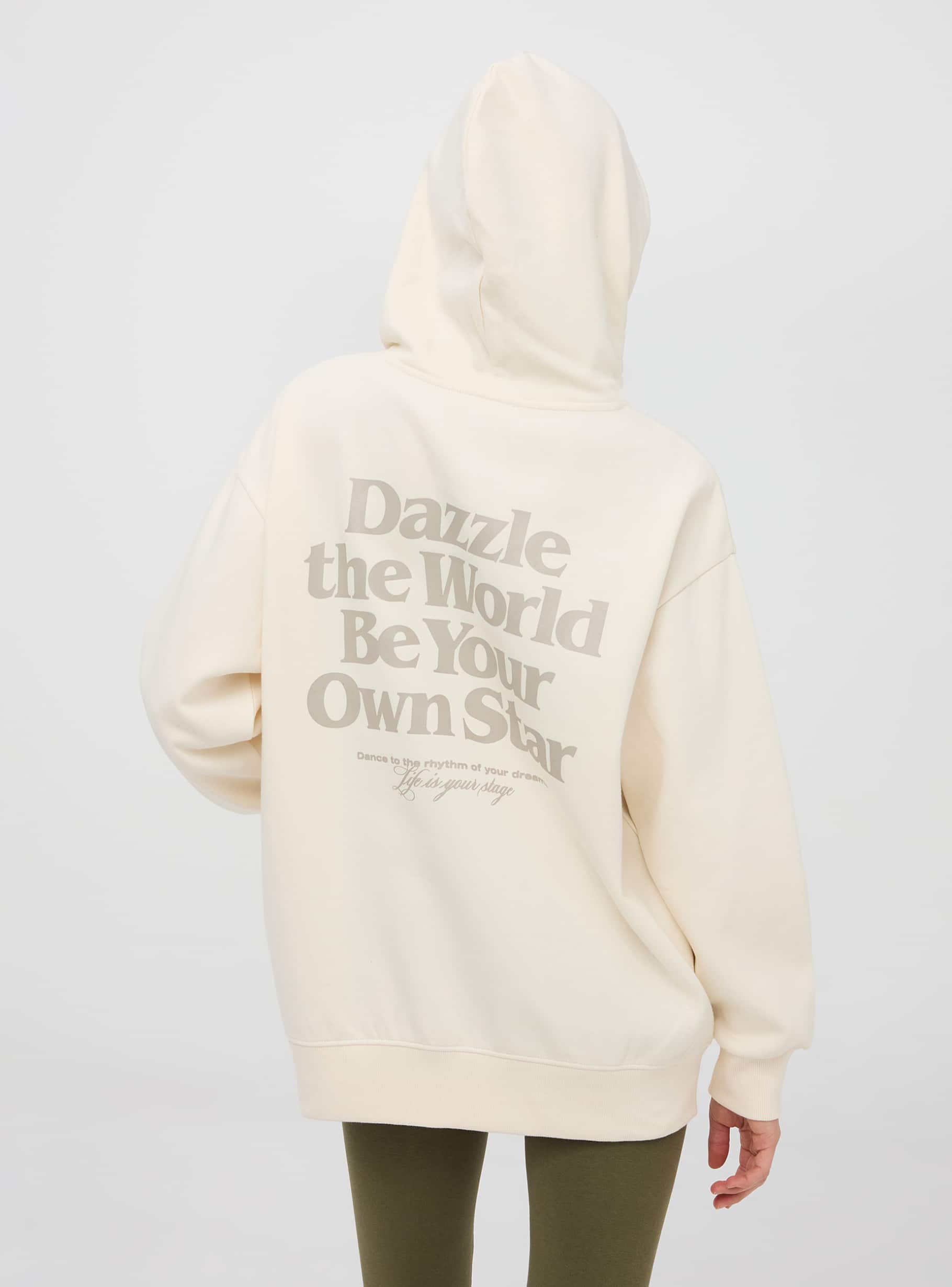 Ivory Oversized hoodie with a front back print Buy Online Terranova