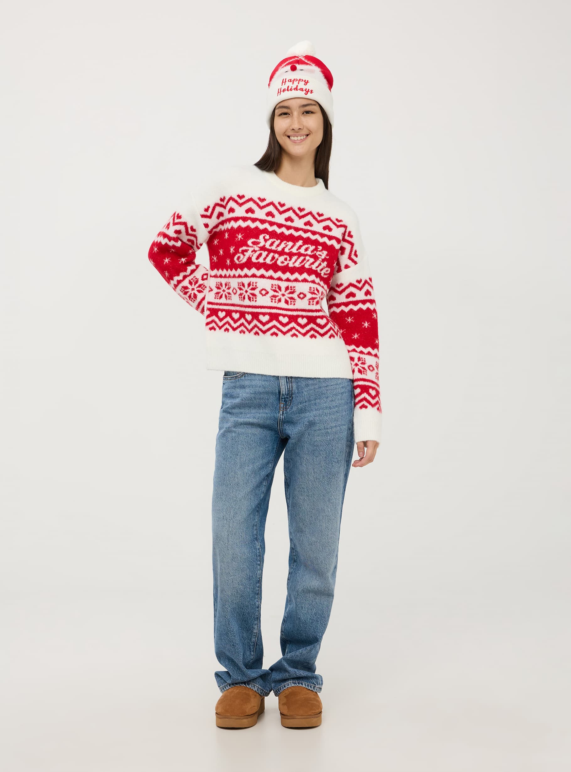 Maglione natalizio bicolor bianco lana Terranova