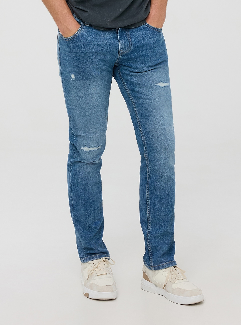 Mens Denim Jeans Straight Fit Con Strappi Jeans Met Uomo Jeans Met
