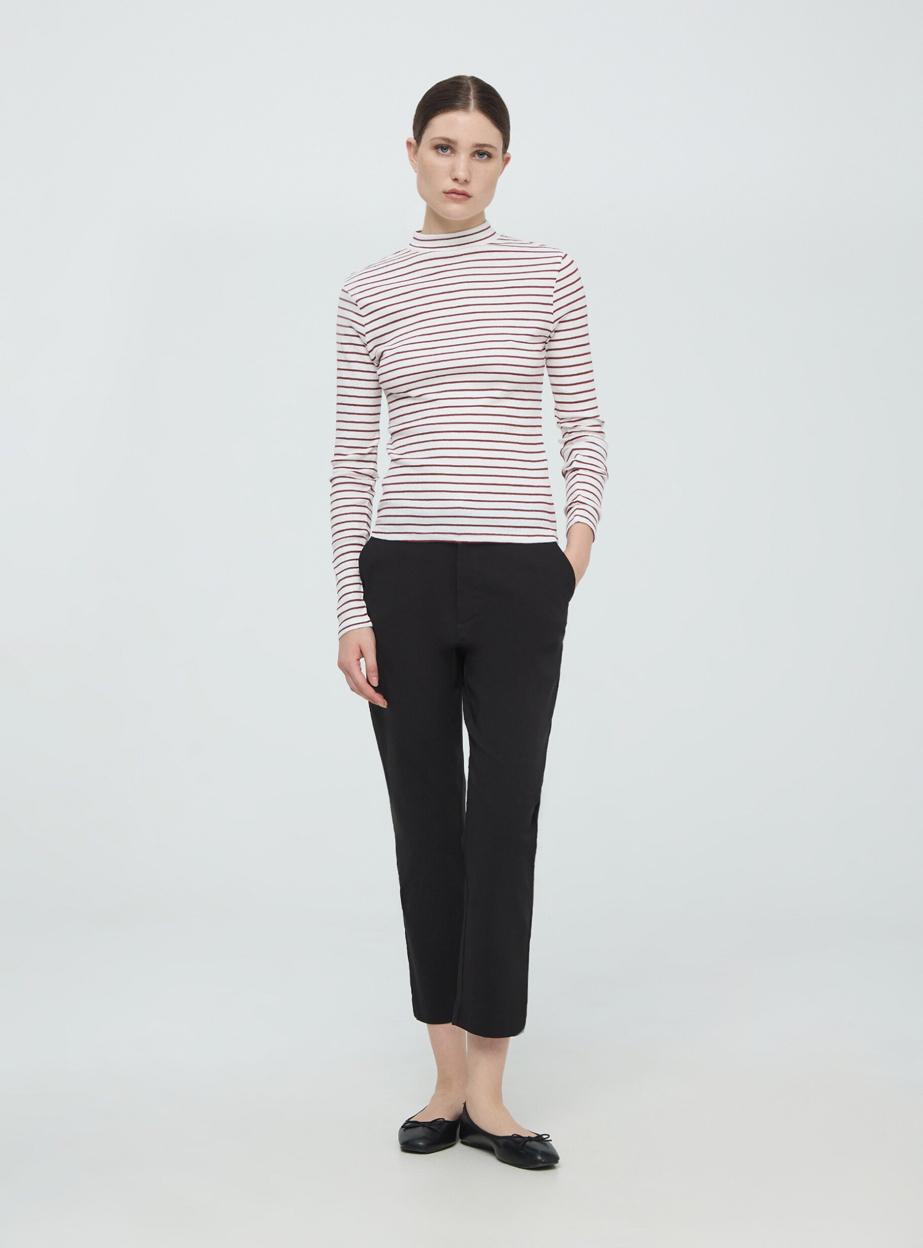 Striped long sleeve mock neck online