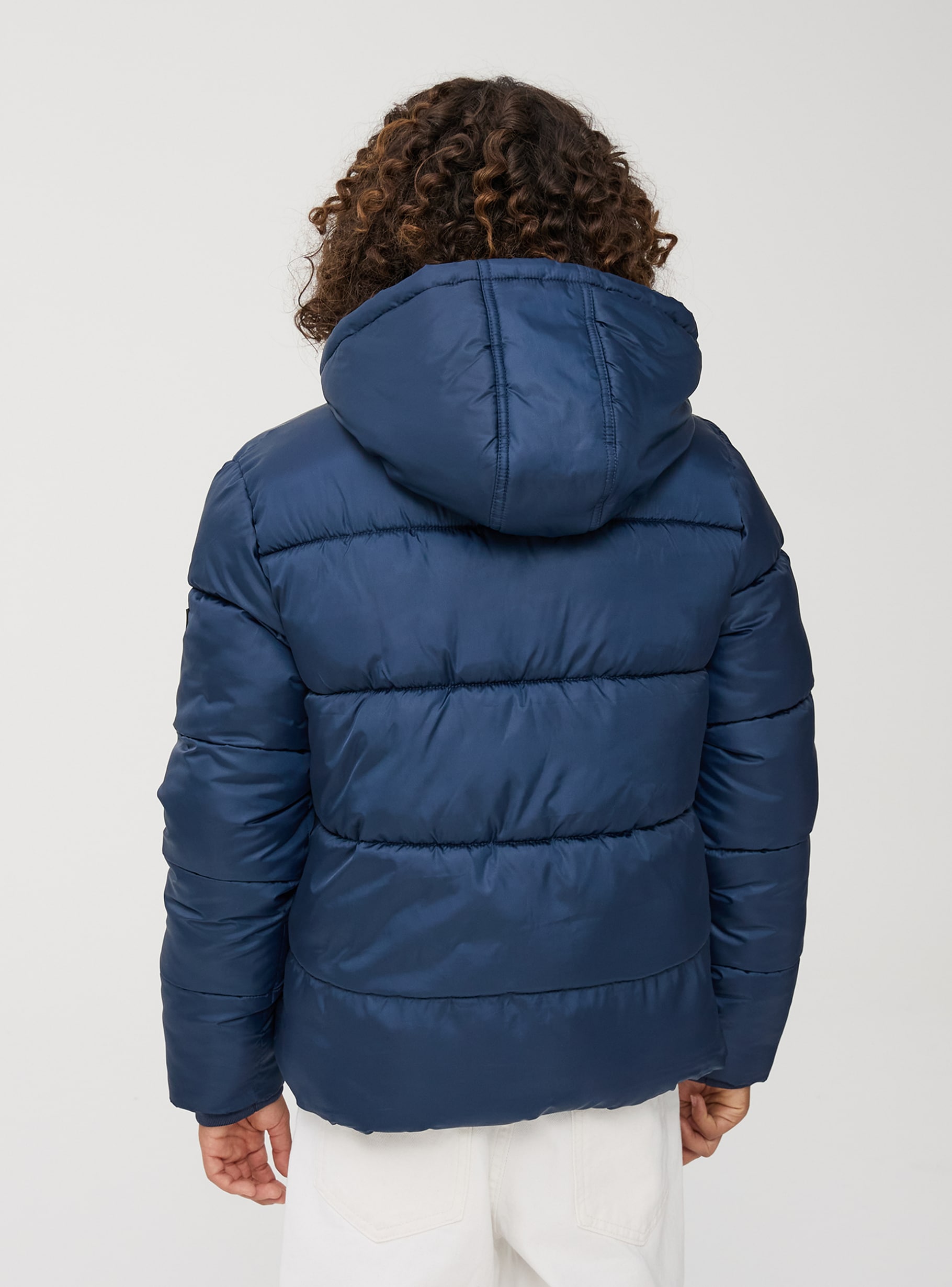 Blue navy Padded hooded jacket with a zip - Buy Online | Terranova