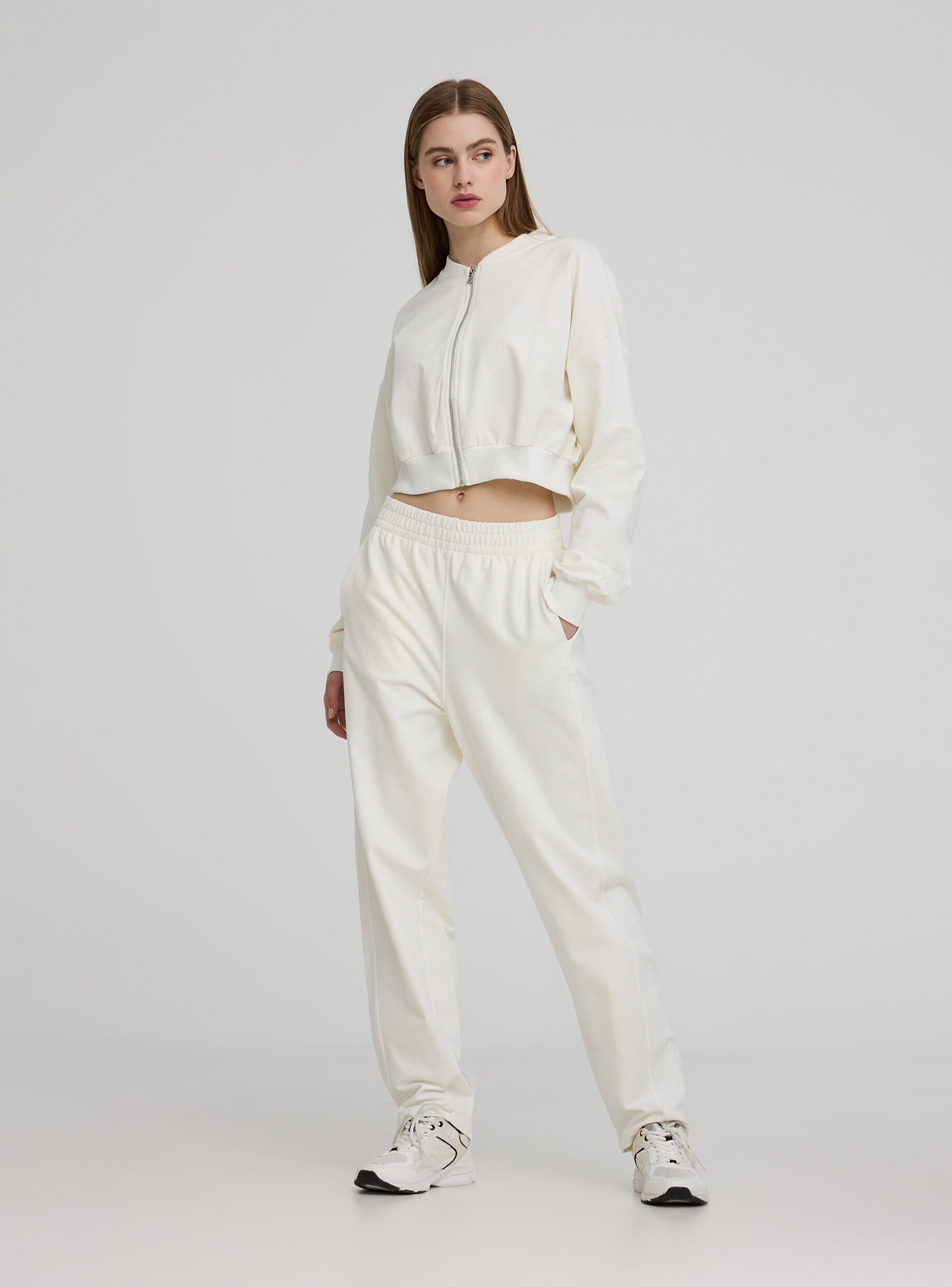 Ladies white tracksuit bottoms discount