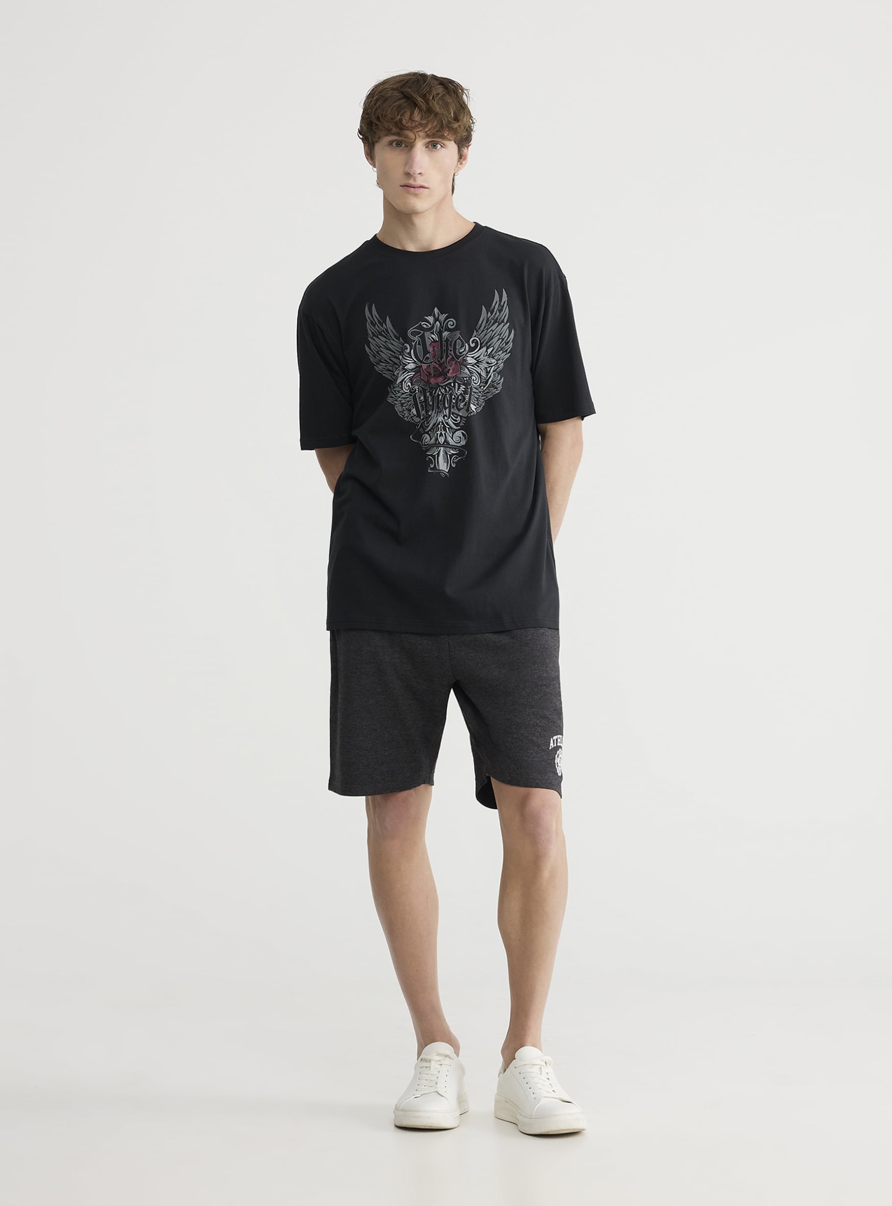 Tシャツ・カットソー RONRON PATCHWORK RUFFLE SHORT SLEEVE T SHIRT BLACK RR25AST41 PATCHWORK RUFFLE SHORT SLEEVE T SHIRT BLACK - RONRON 론론