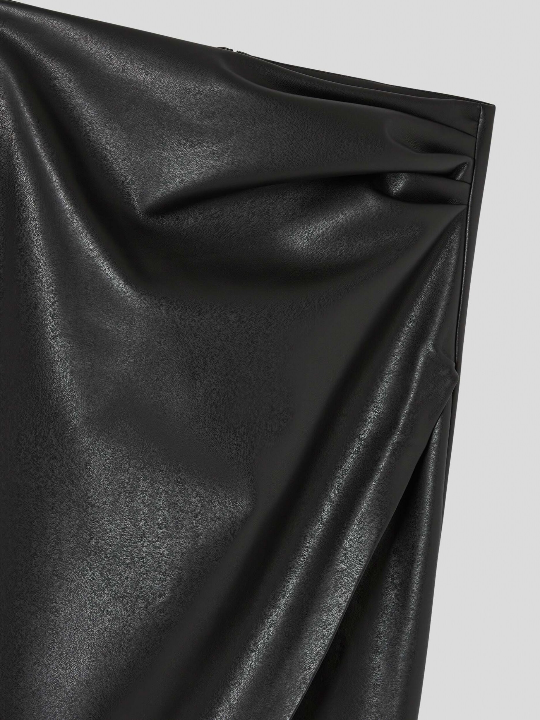 Black Imitation leather skirt with front slit - Buy Online Black Imitation leather skirt with front slit - Buy Online