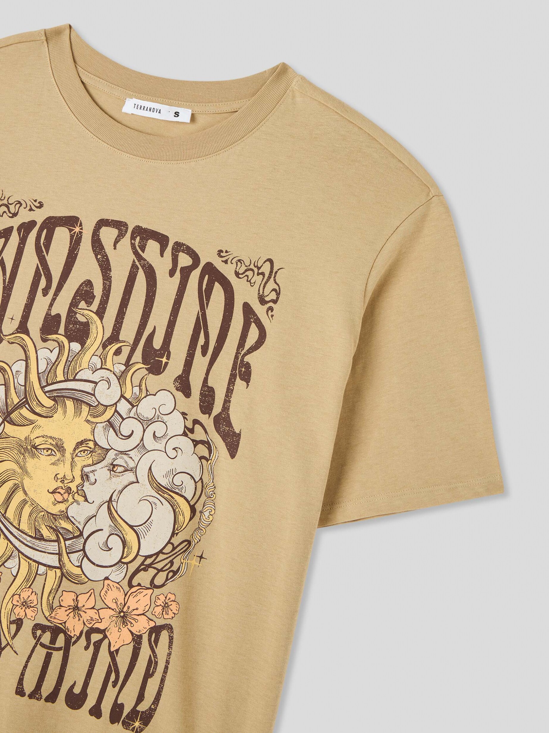 Beige Loose star print T-shirt - Buy Online | Terranova