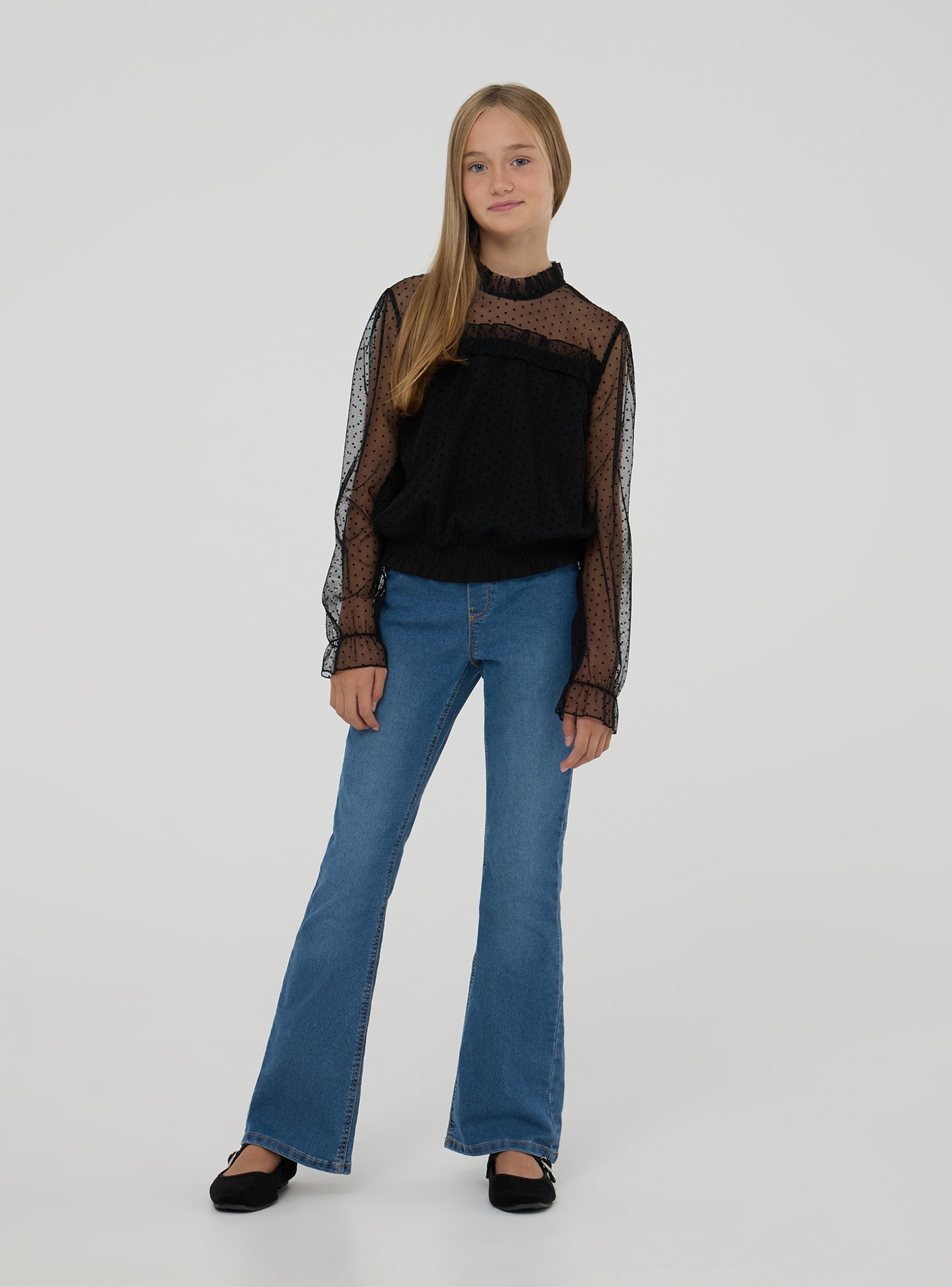 Black Polka dot tulle blouse - Buy Online | Terranova