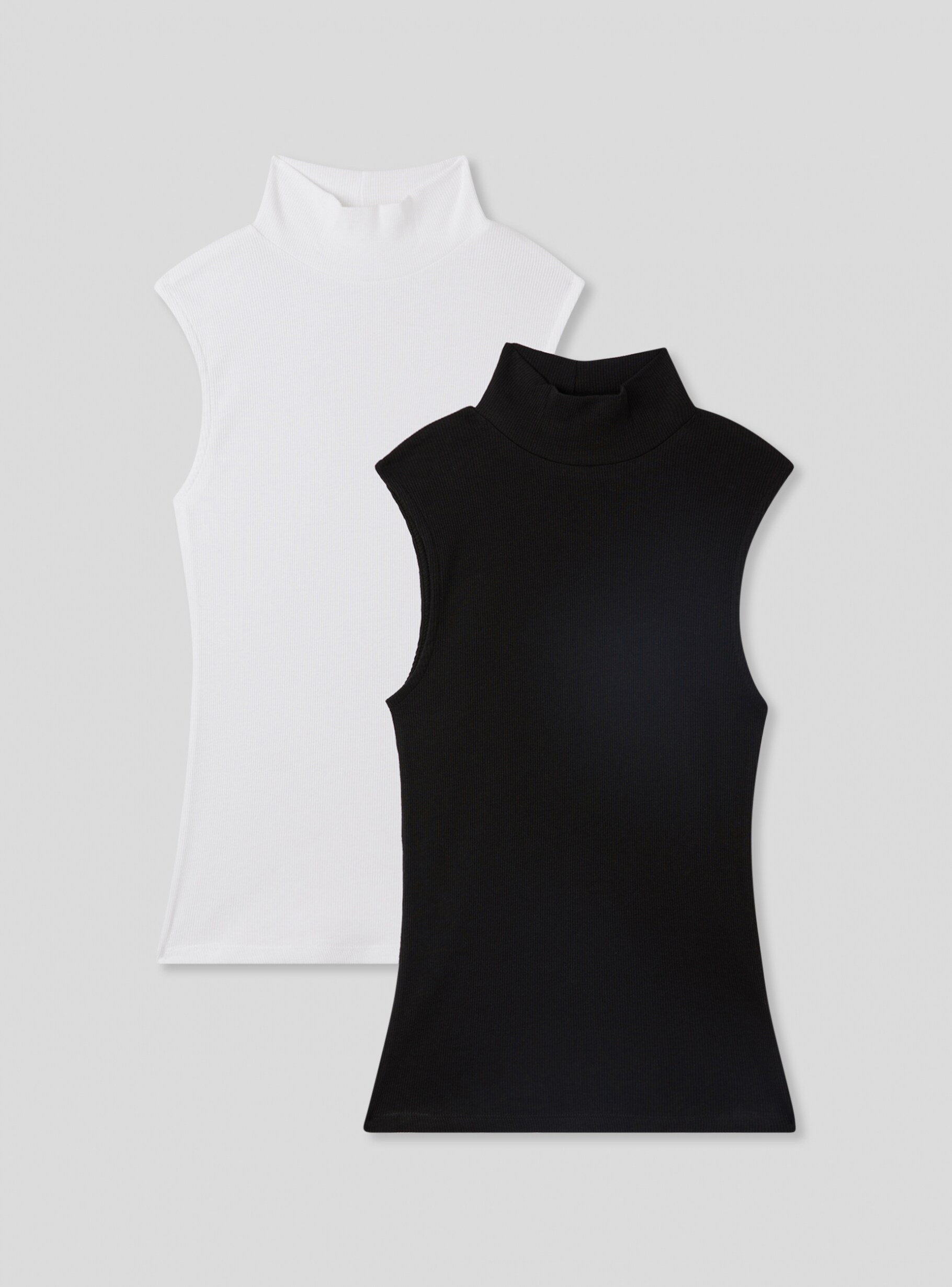 Optical white 2 pack of mock polo neck vest tops Buy Online Terranova