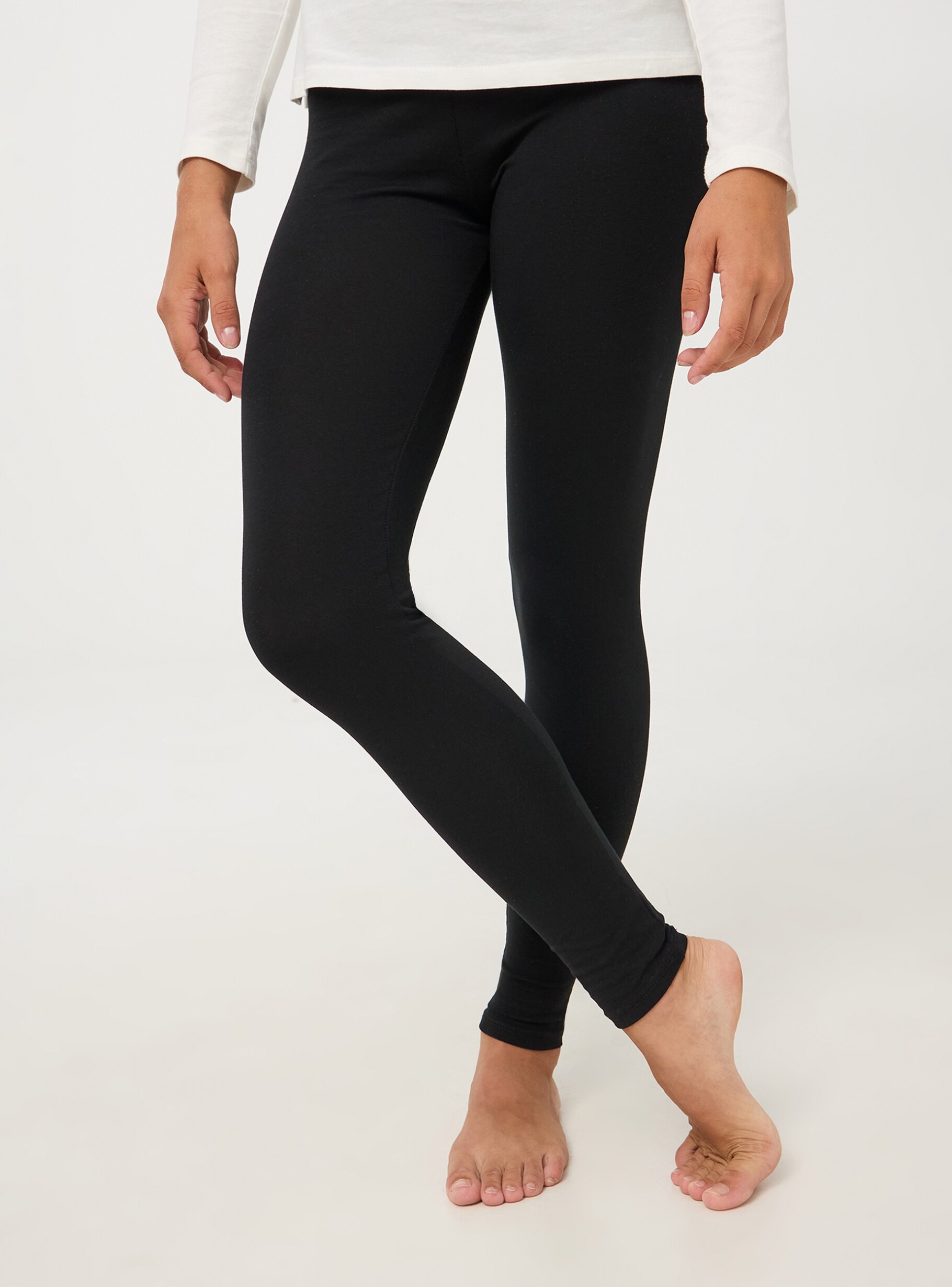 Black 2 pack of basic long leggings Buy Online Terranova