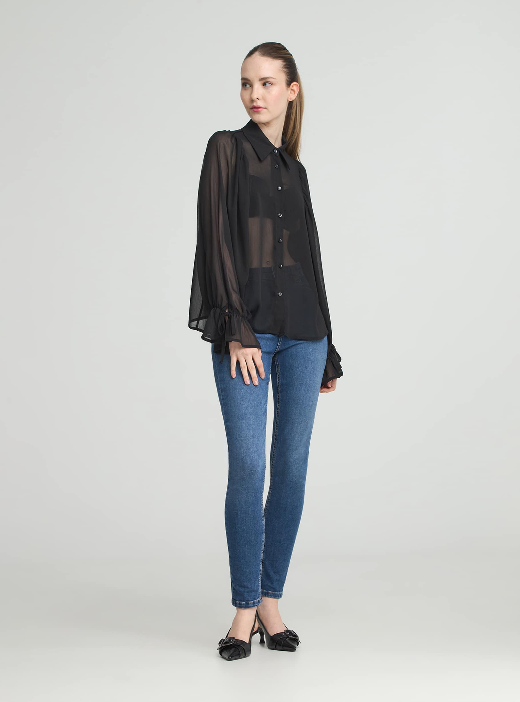 Black Sheer shirt - Buy Online | Terranova